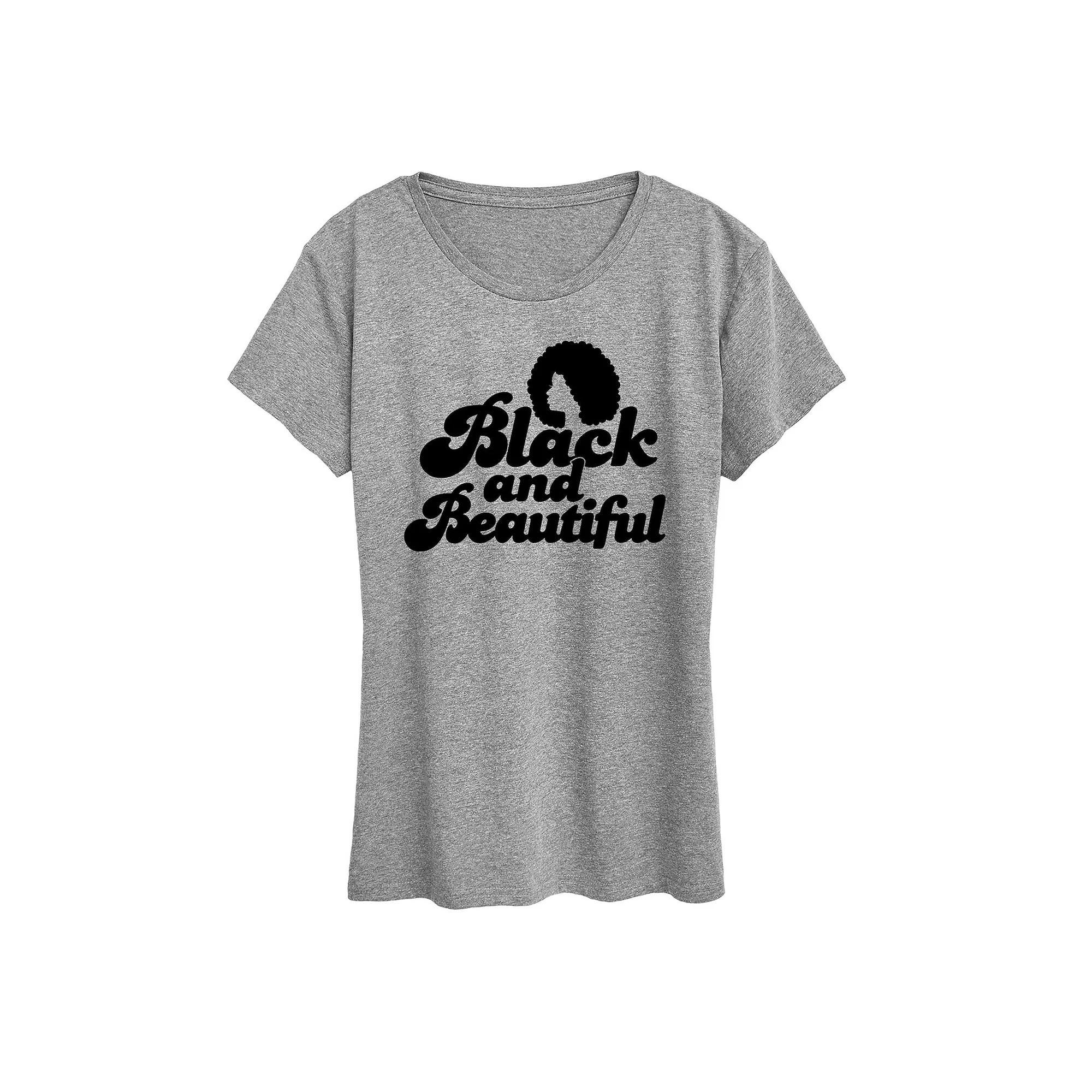 Womens Black and Beautiful Graphic Tee Grey Gray Product Image
