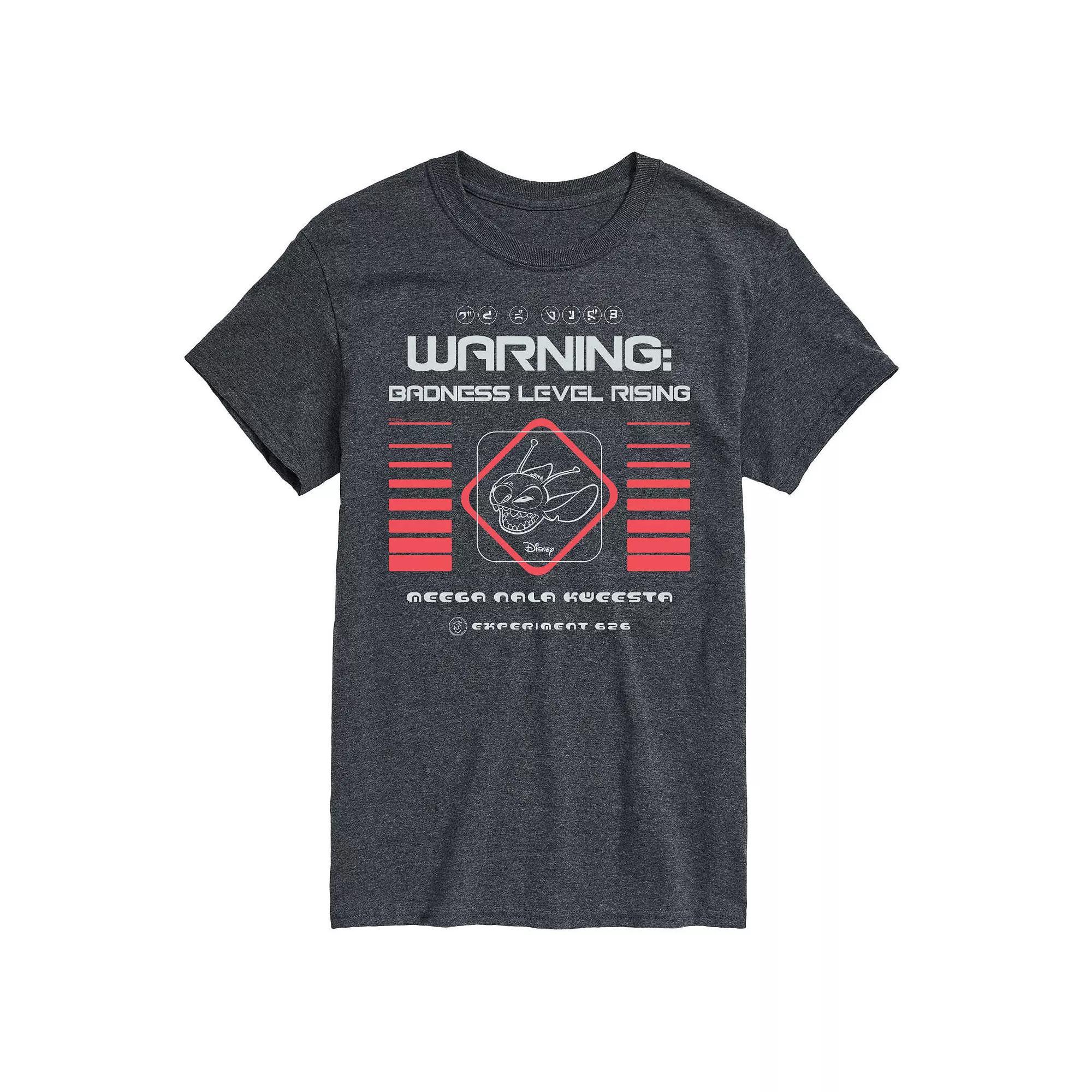 Disneys Lilo & Stitch Big & Tall warning Graphic Tee, Mens Heather Grey Product Image