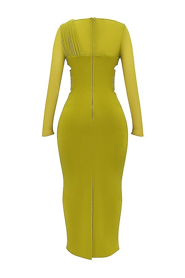 Zahra  chartreuse plunge maxi dress - sale Product Image