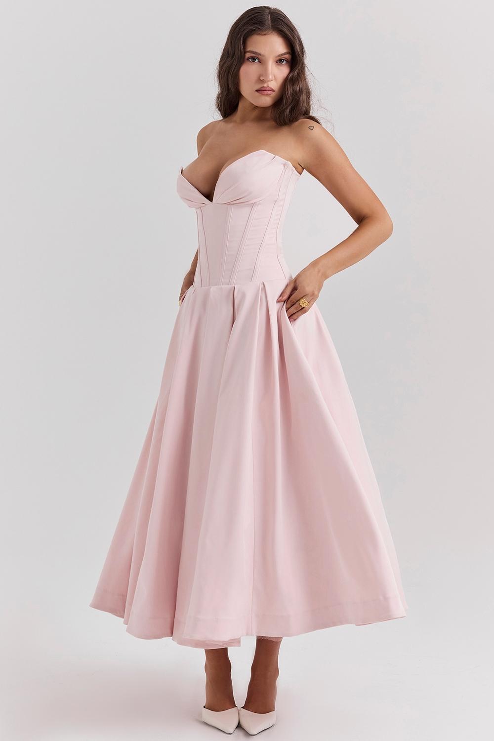 Lady Ballerina Pink Strapless Midi Dress Product Image