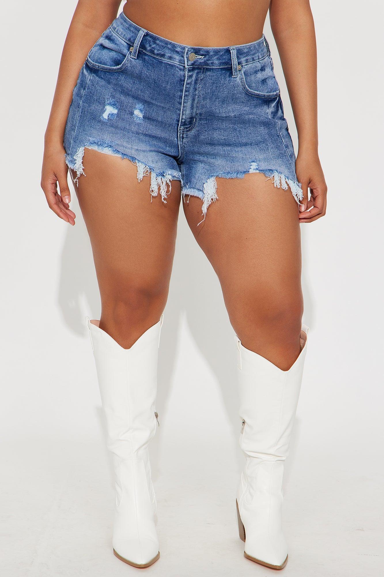 Opening Up Stretch Denim Shorts - Vintage Wash Product Image
