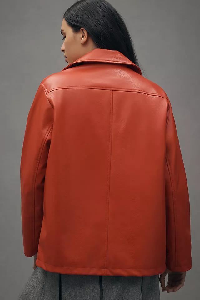 Maeve Oversized Faux-Leather Moto Jacket Product Image