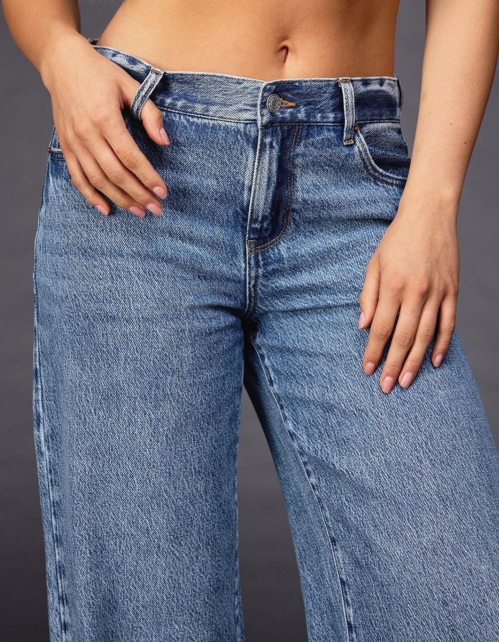 RSQ Womens Mid Rise Wide Leg Jeans - MED BLAST Product Image