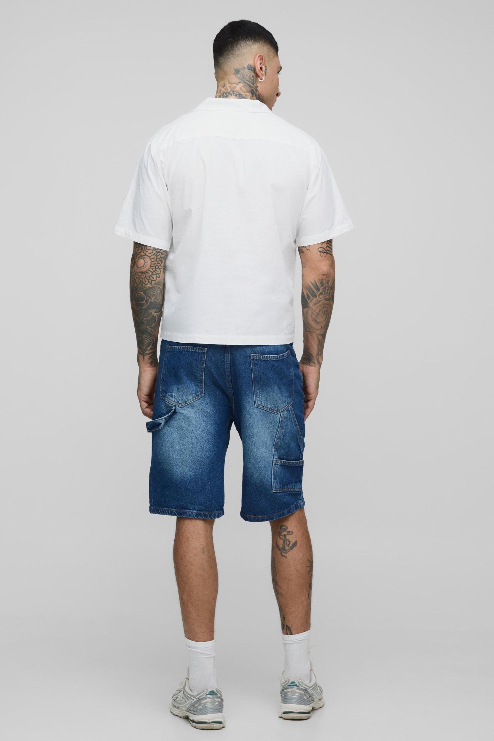 Tall Poplin Stripe Boxy Oversized Shirt | boohooMAN USA Product Image