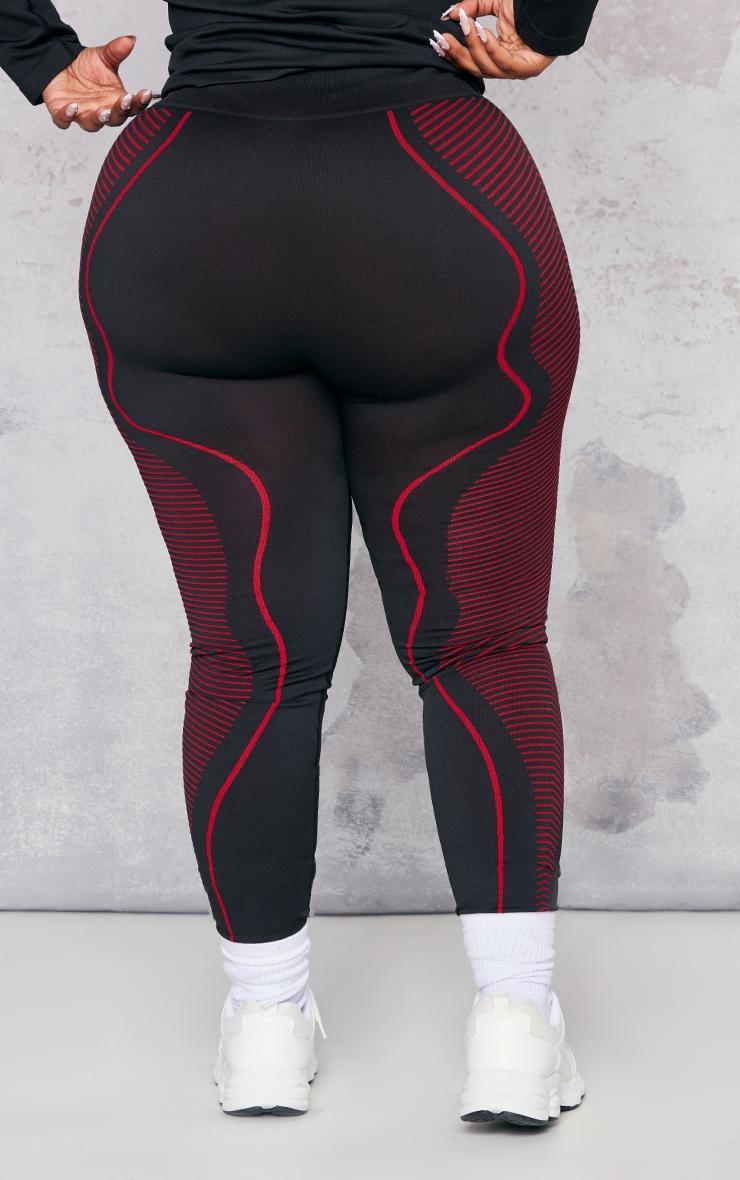 Plus Black Line Detail Sports Leggings Product Image