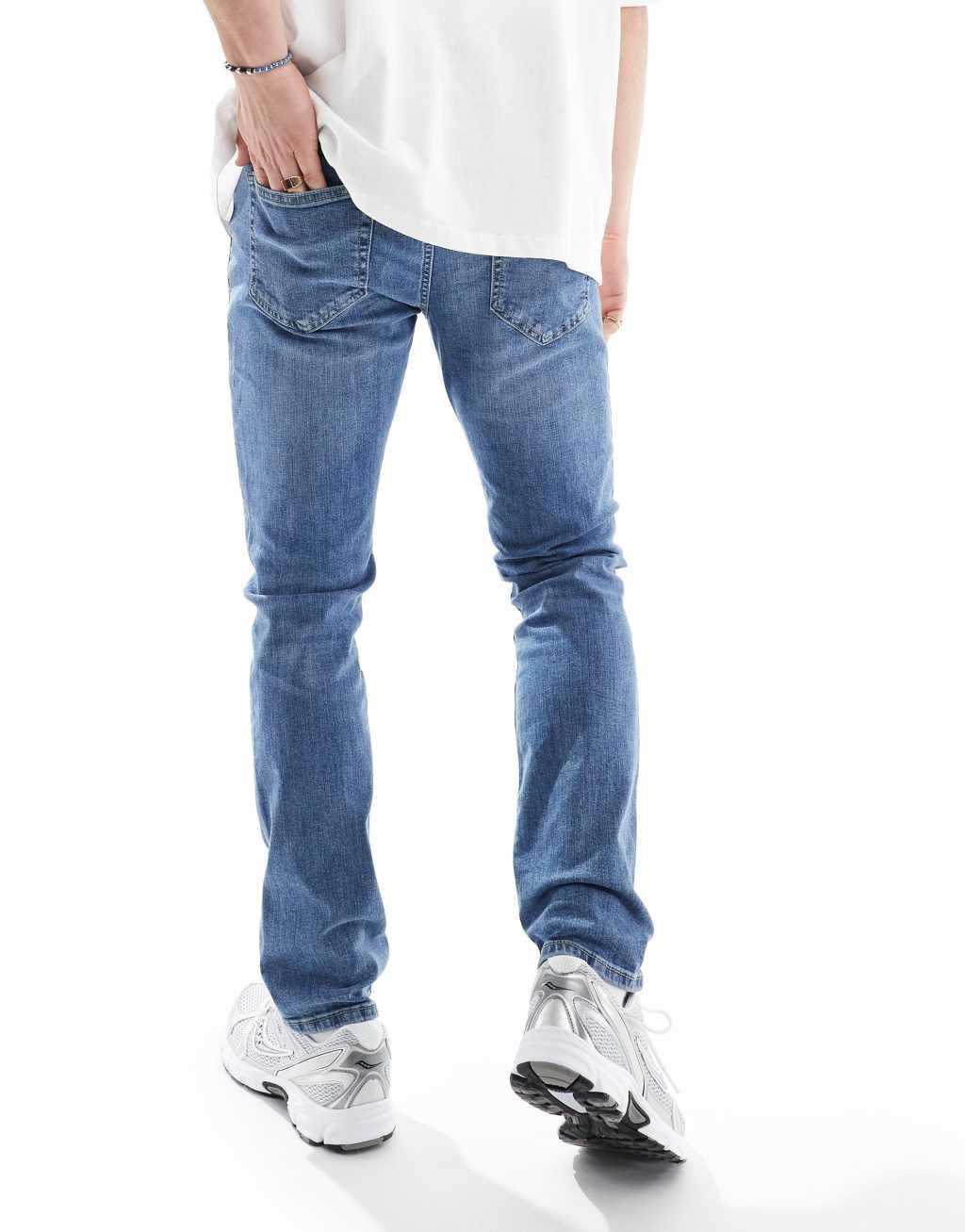 Only & Sons Loom slim fit jeans in mid wash Product Image
