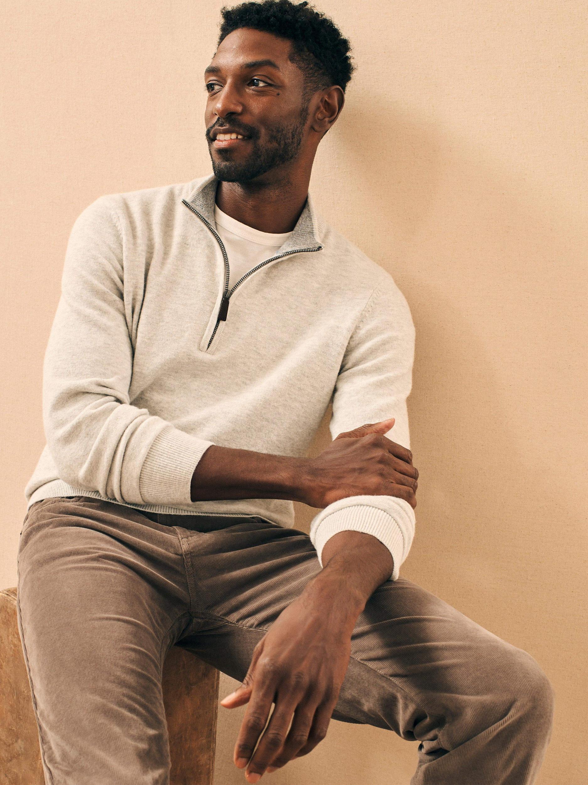Mountain Quarter Zip Sweater - Ivory Ice Heather Male Product Image