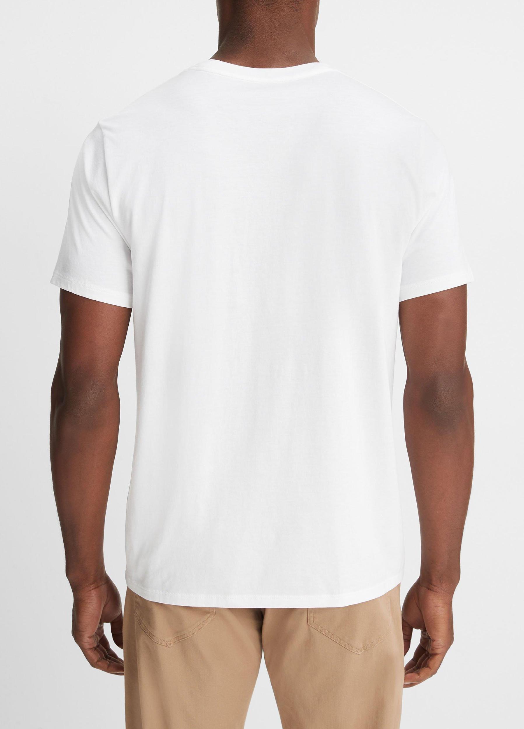 Mens Pima Cotton V-Neck T-Shirt, Heather Steel, Size XL Vince Product Image
