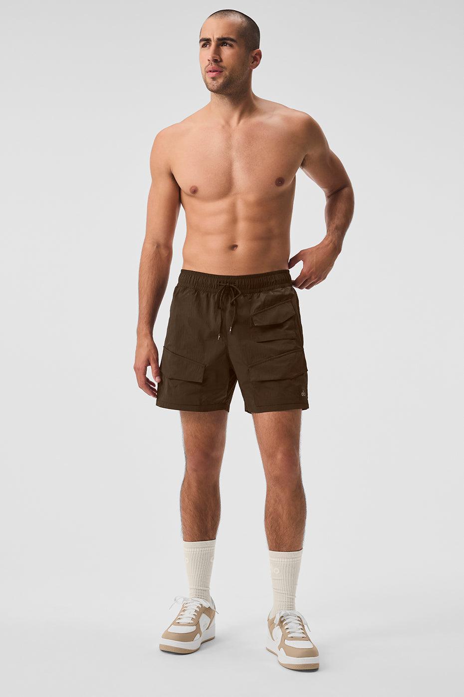 7" Crinkle Nylon Excursion Cargo Short - Espresso Male Product Image