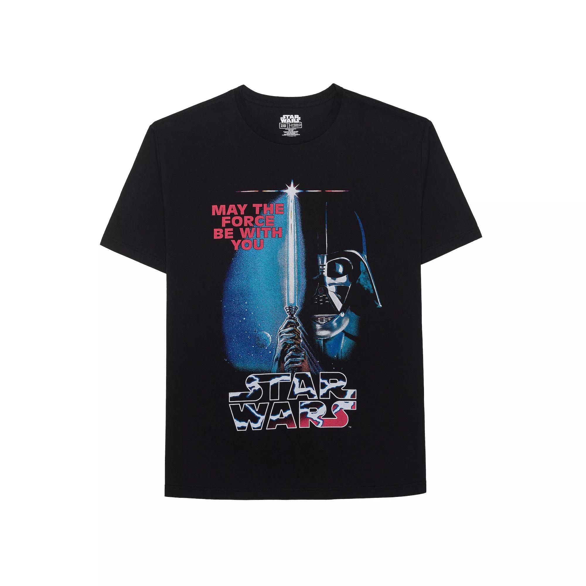 Big & Tall Star Wars Darth Vader May The Force Be With You Lightsaber Retro Poster Graphic Tee, Mens Product Image