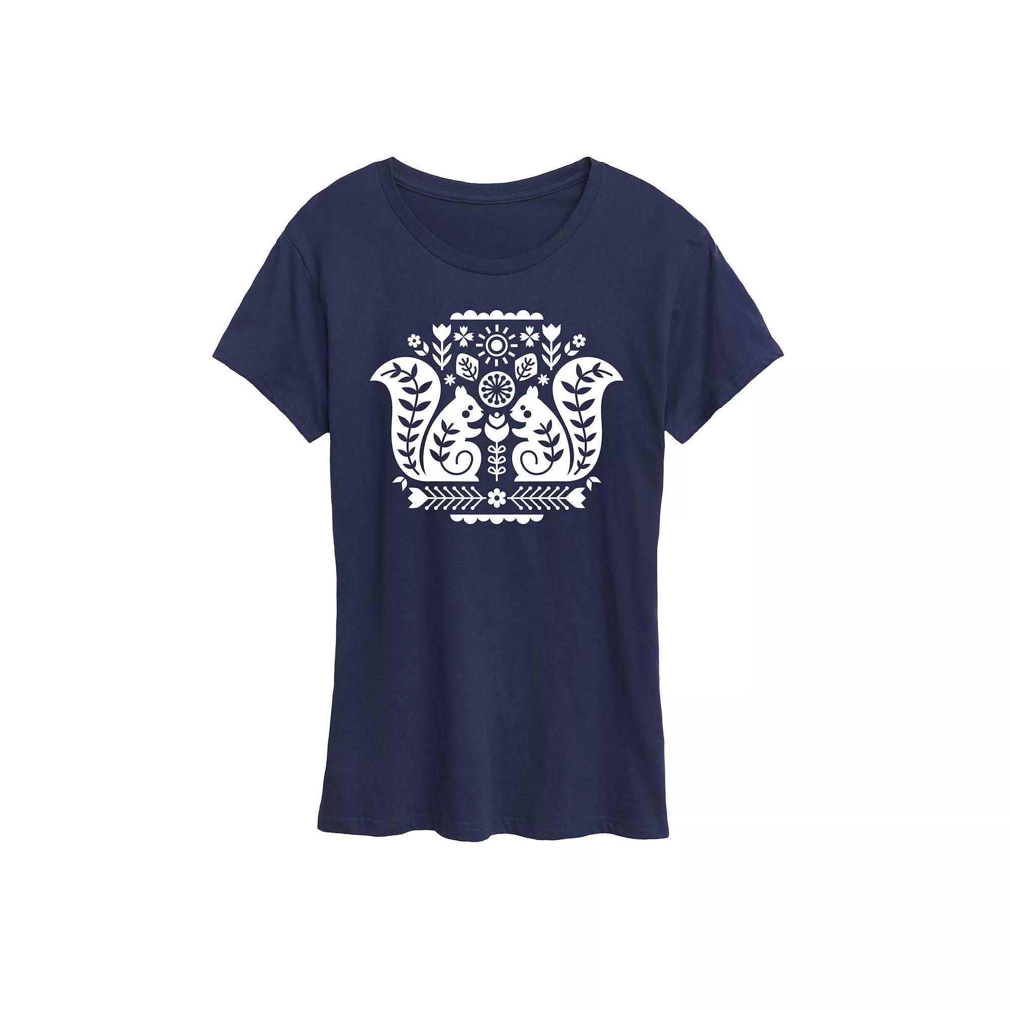 Womens Scandinavian Squirrels Graphic Tee Blue Product Image