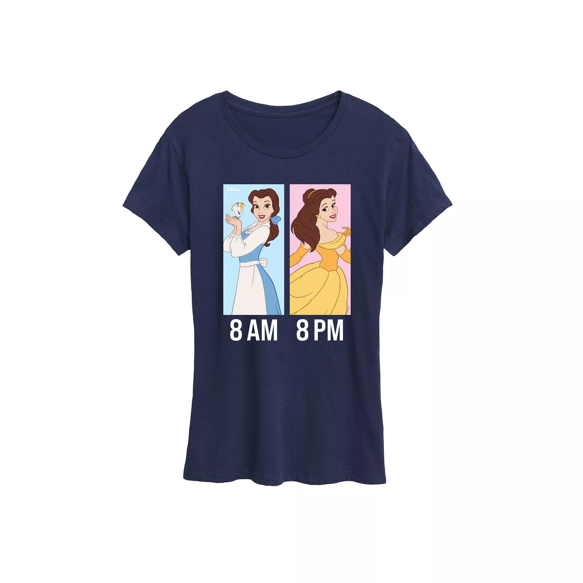 Disney Princess Belle Women's AM to PM Graphic Tee, Size: Small, Grey Blue Product Image