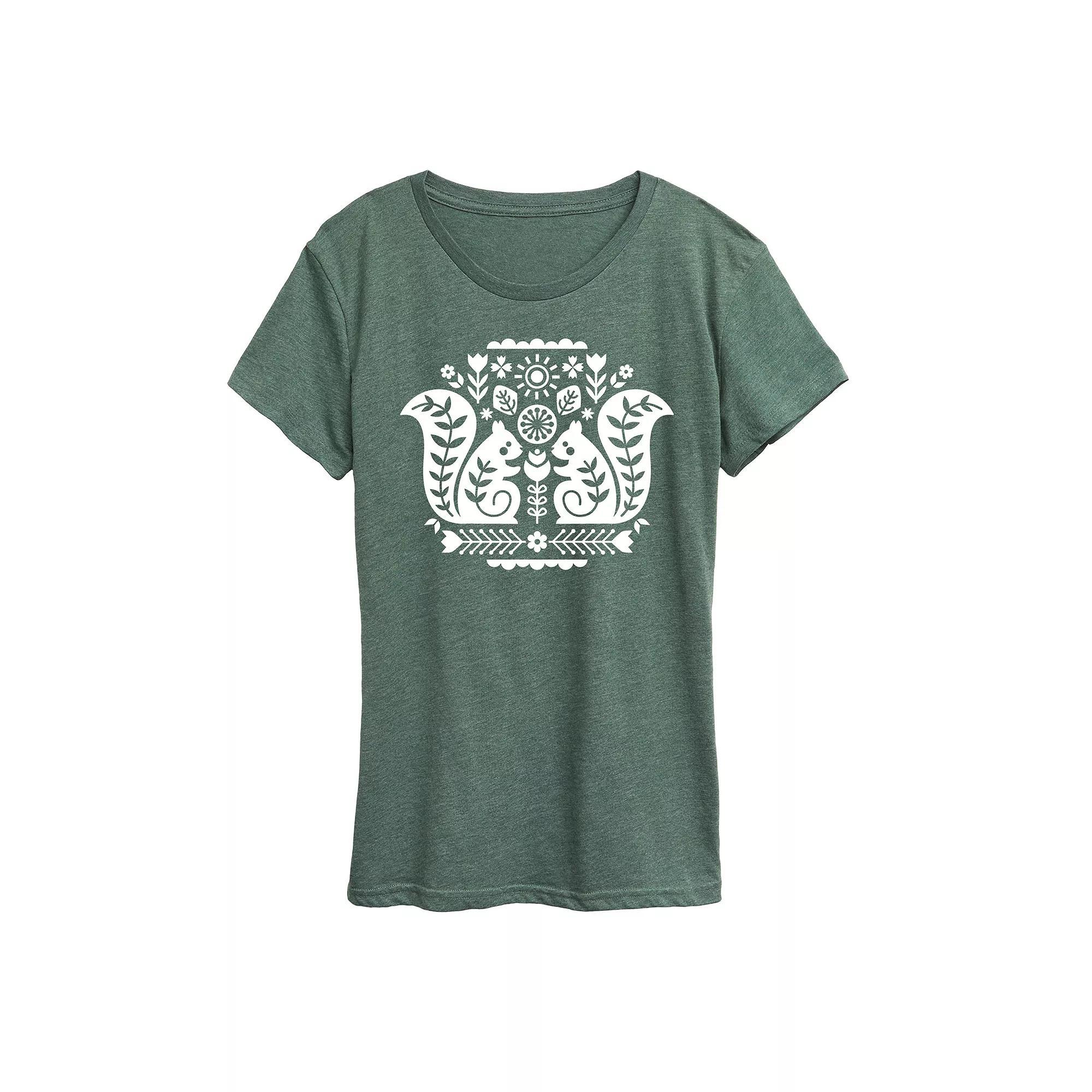 Womens Scandinavian Squirrels Graphic Tee Blue Product Image