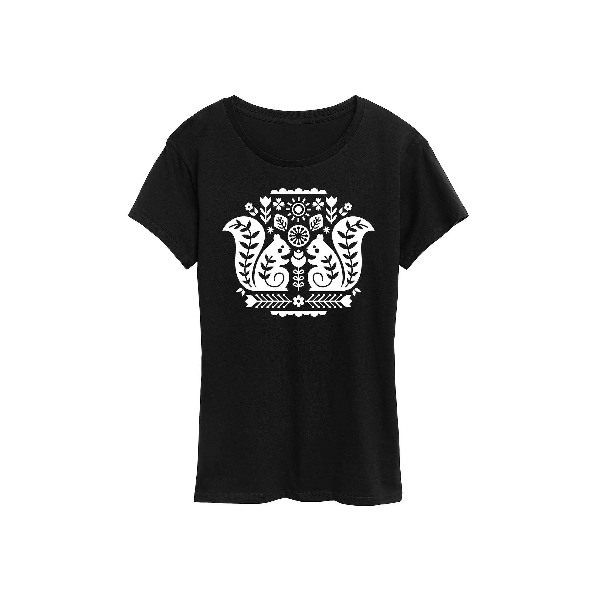 Womens Scandinavian Squirrels Graphic Tee Blue Product Image