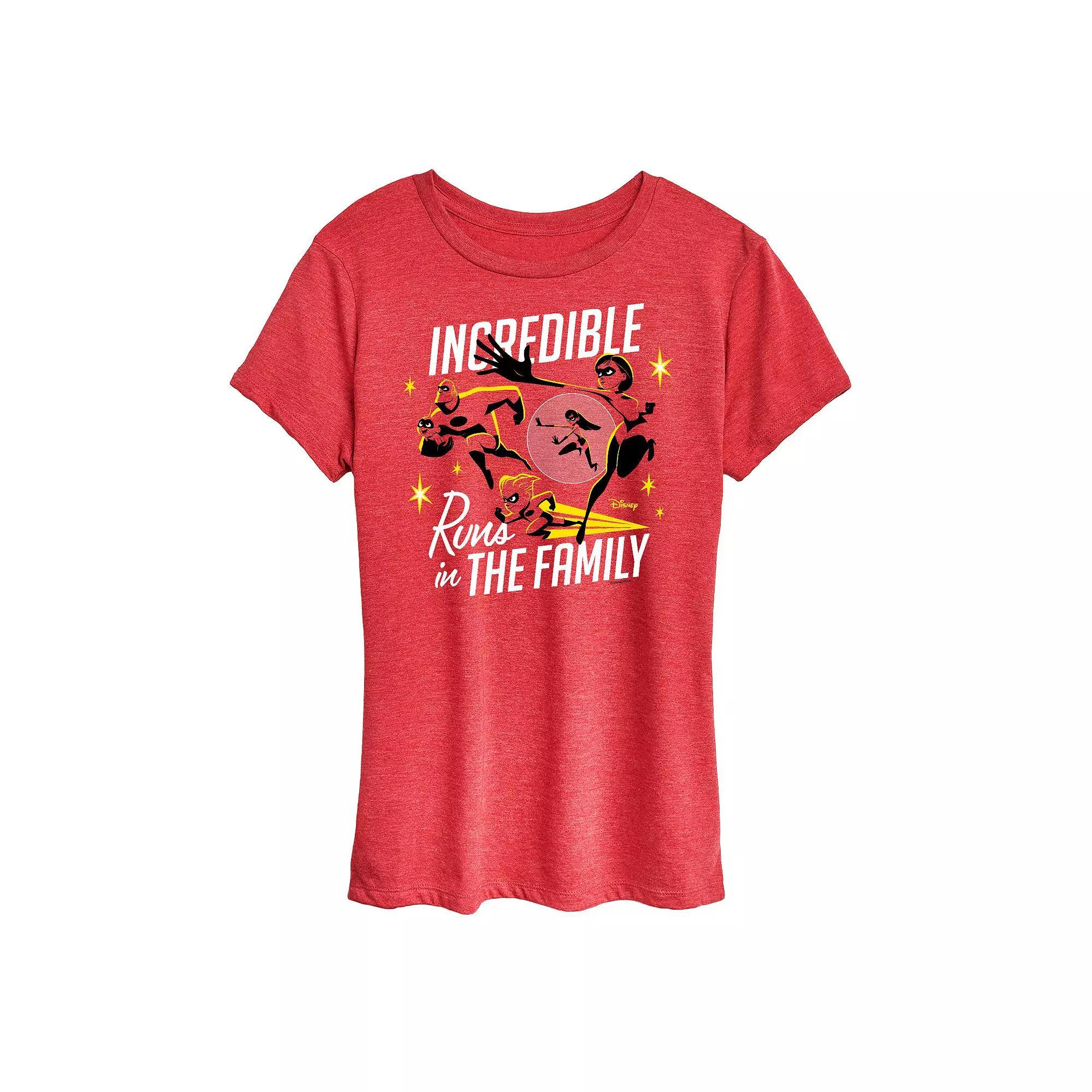 Disney / Pixars The Incredibles Womens Family Graphic Tee Grey Red Product Image