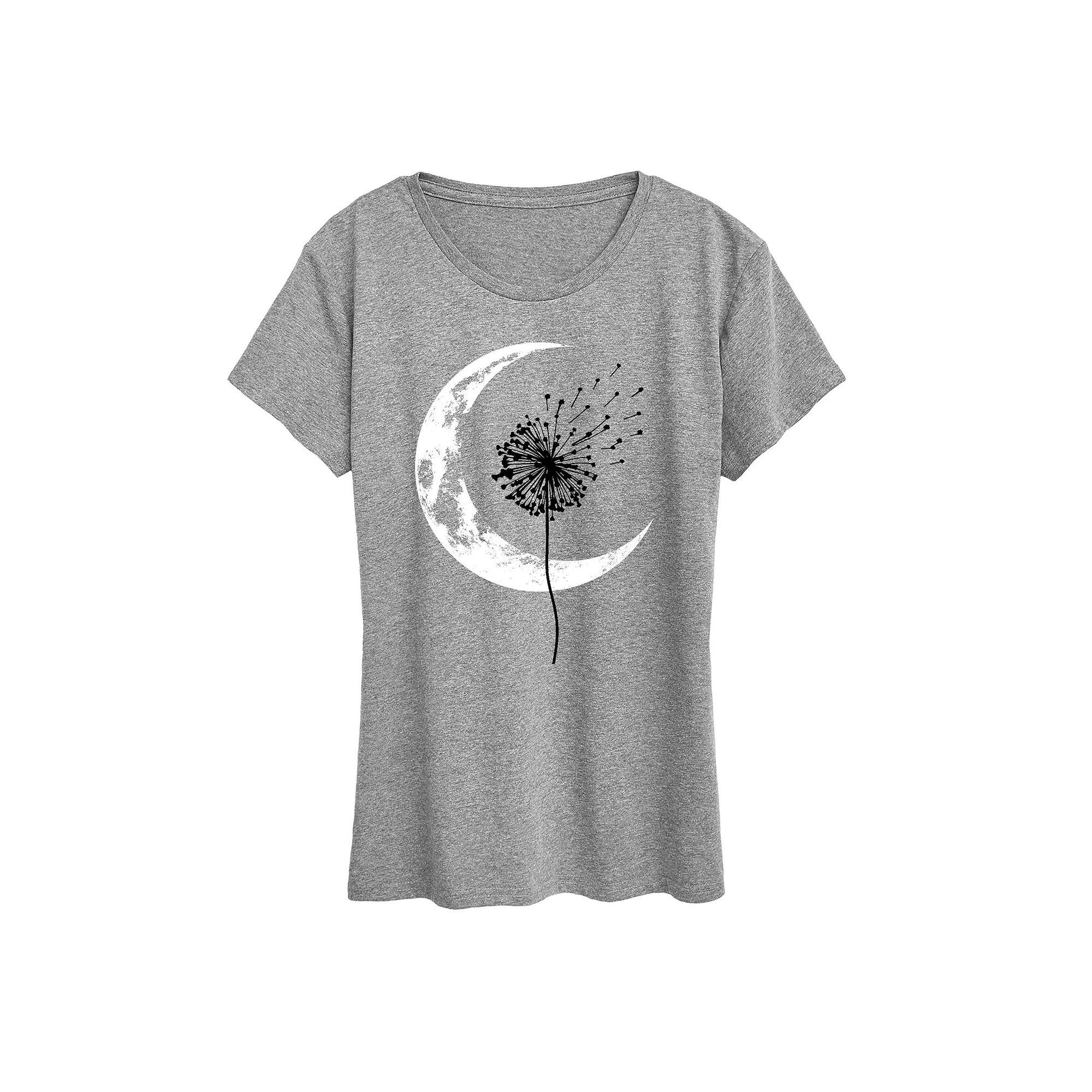 Women's Dandelion Crescent Moon Graphic Tee, Girl's, Size: Small, Grey Grey Product Image