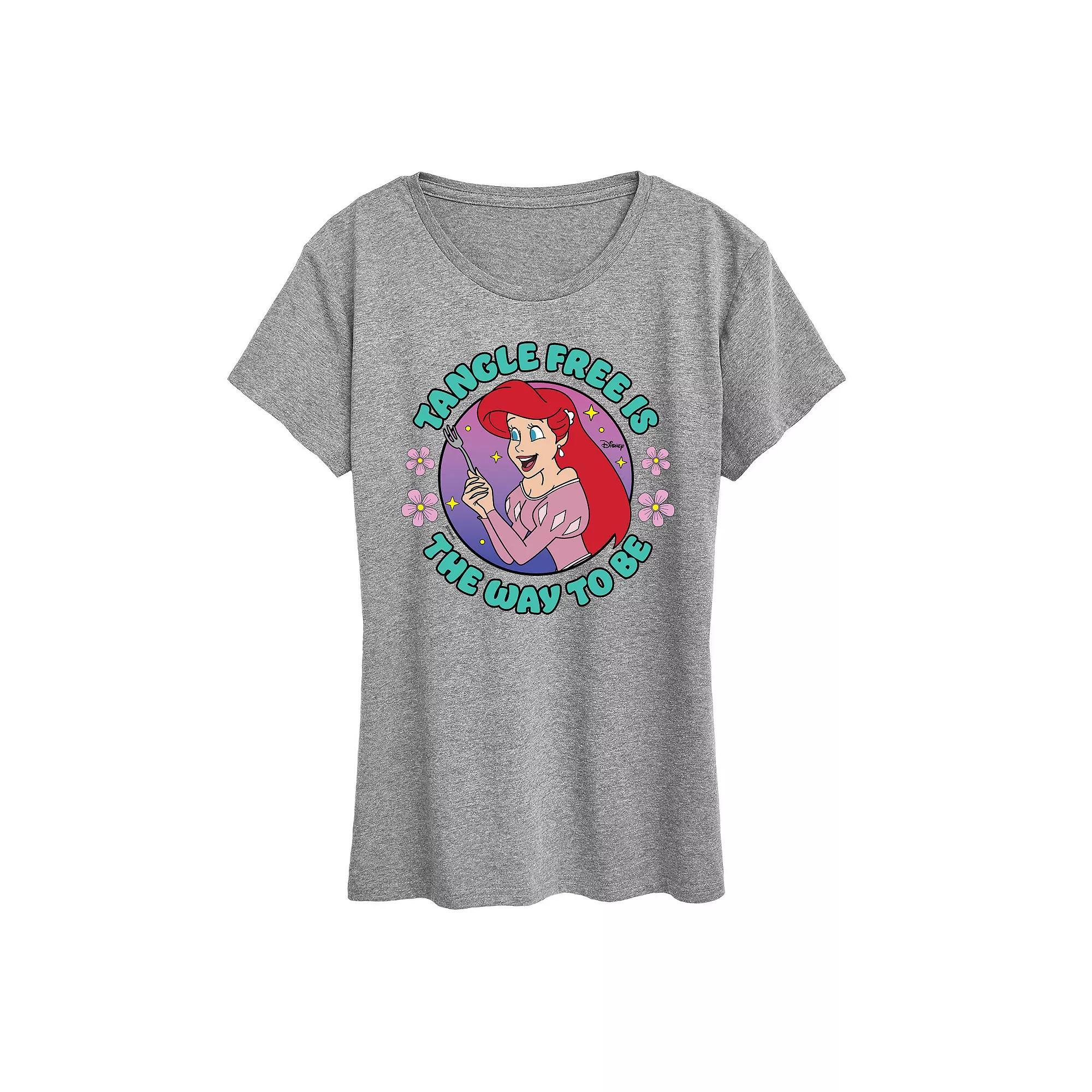 Disneys The Little Mermaid Ariel Womens Tangle Free Graphic Tee, Girls Grey Gray Product Image