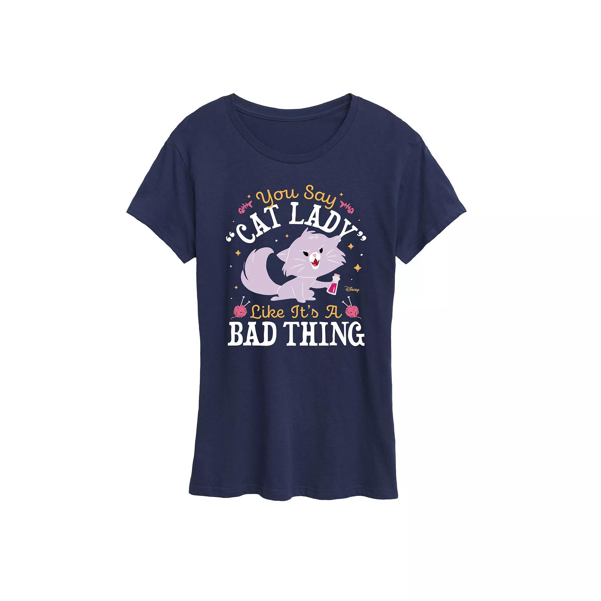 Disneys The Emperors New Groove Yzma Womens Cat Lady Graphic Tee, Girls Blue Product Image