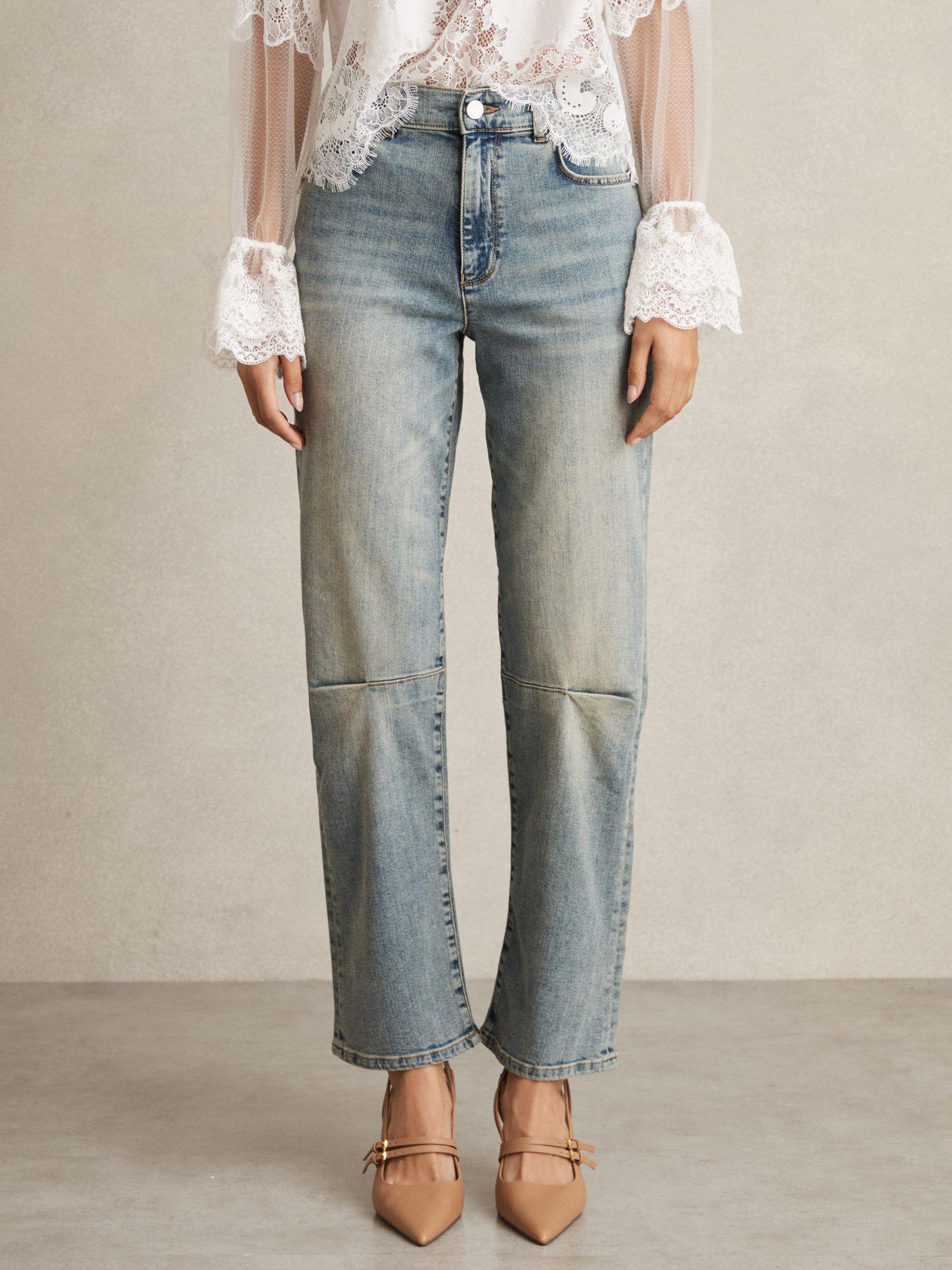 Barrel-Leg Dart Jeans in Light Blue Product Image