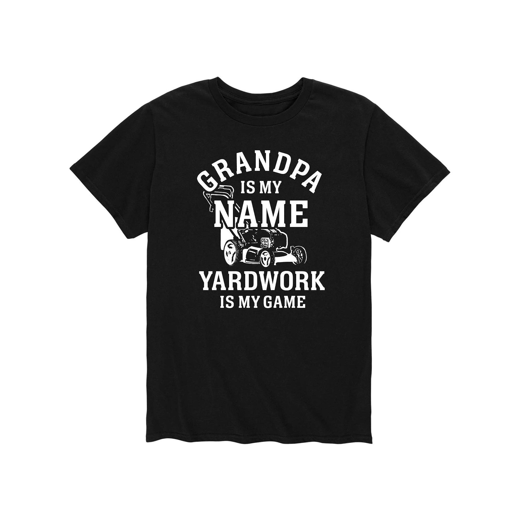 Mens Grandpa Name Yard Work Game Tee Product Image