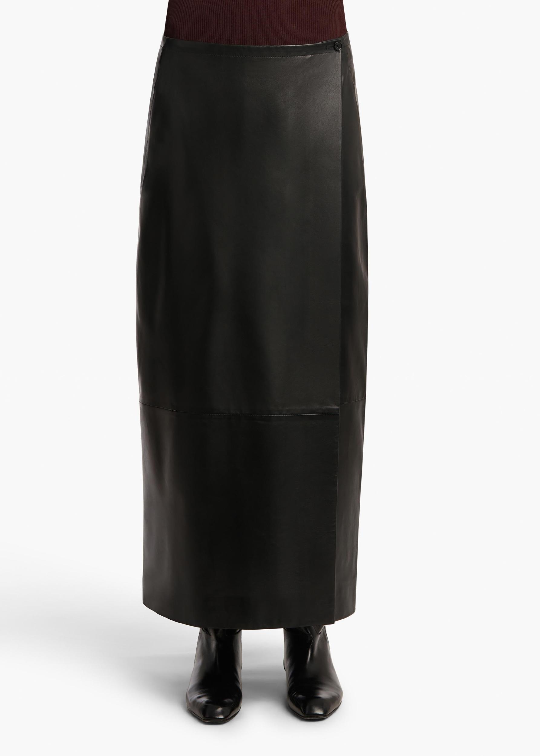 Quinn Skirt in Black Leather Product Image
