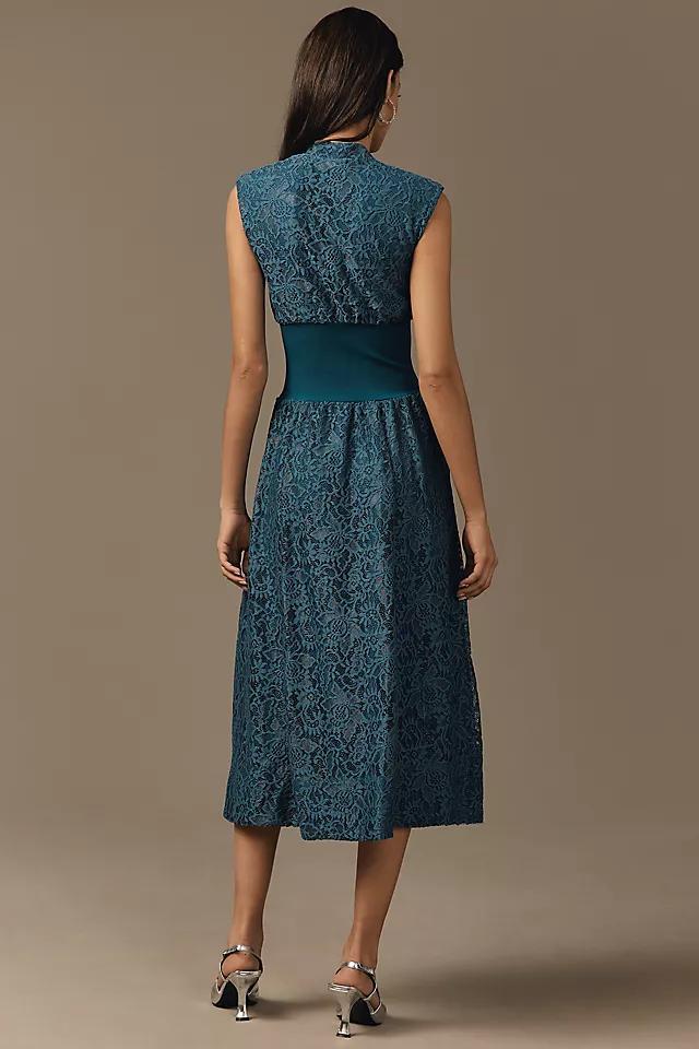 The Tommie Cap-Sleeve Front-Zip Shirt Dress: Lace Edition Product Image