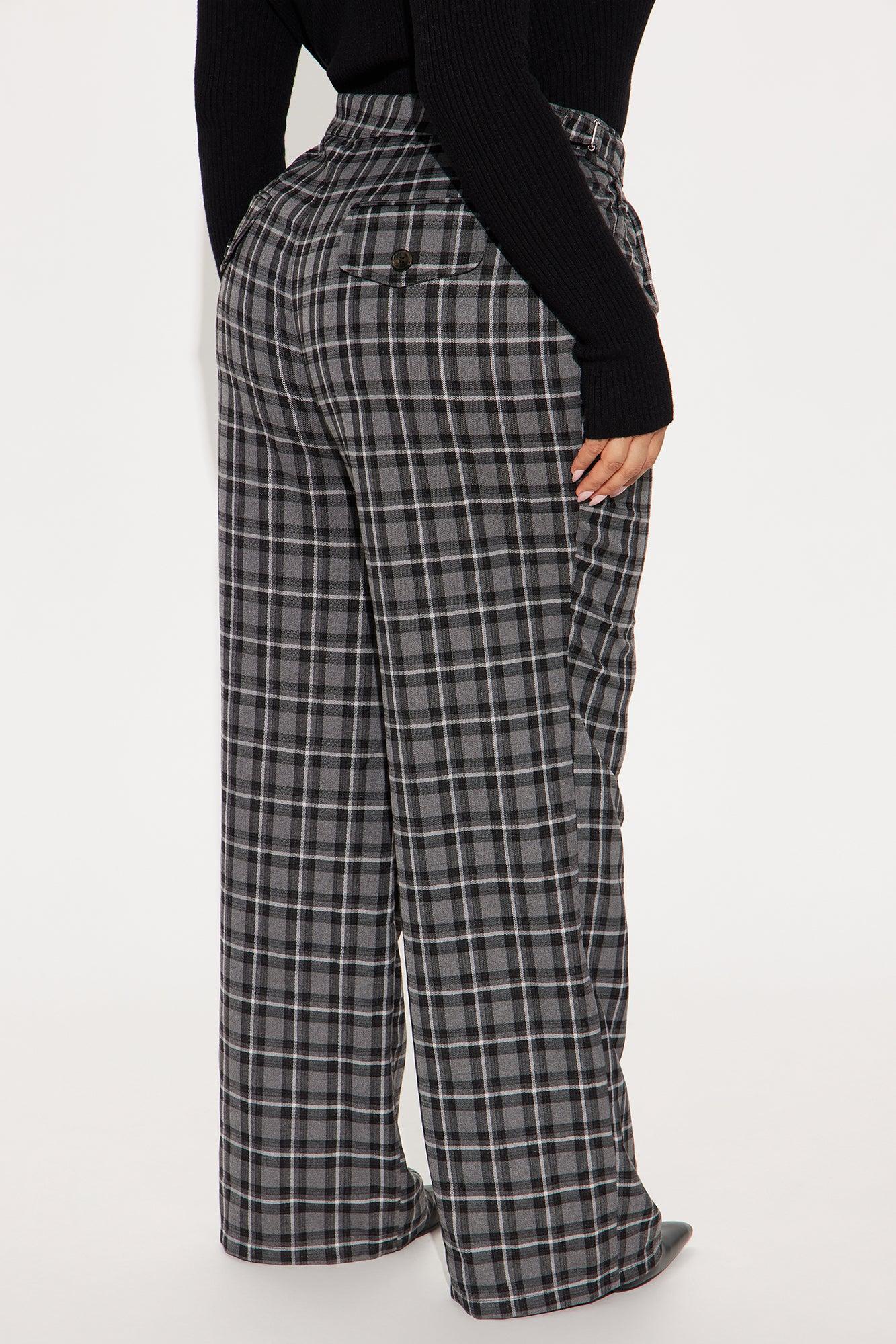 Amy Plaid Wide Leg Trouser - Black/combo Product Image