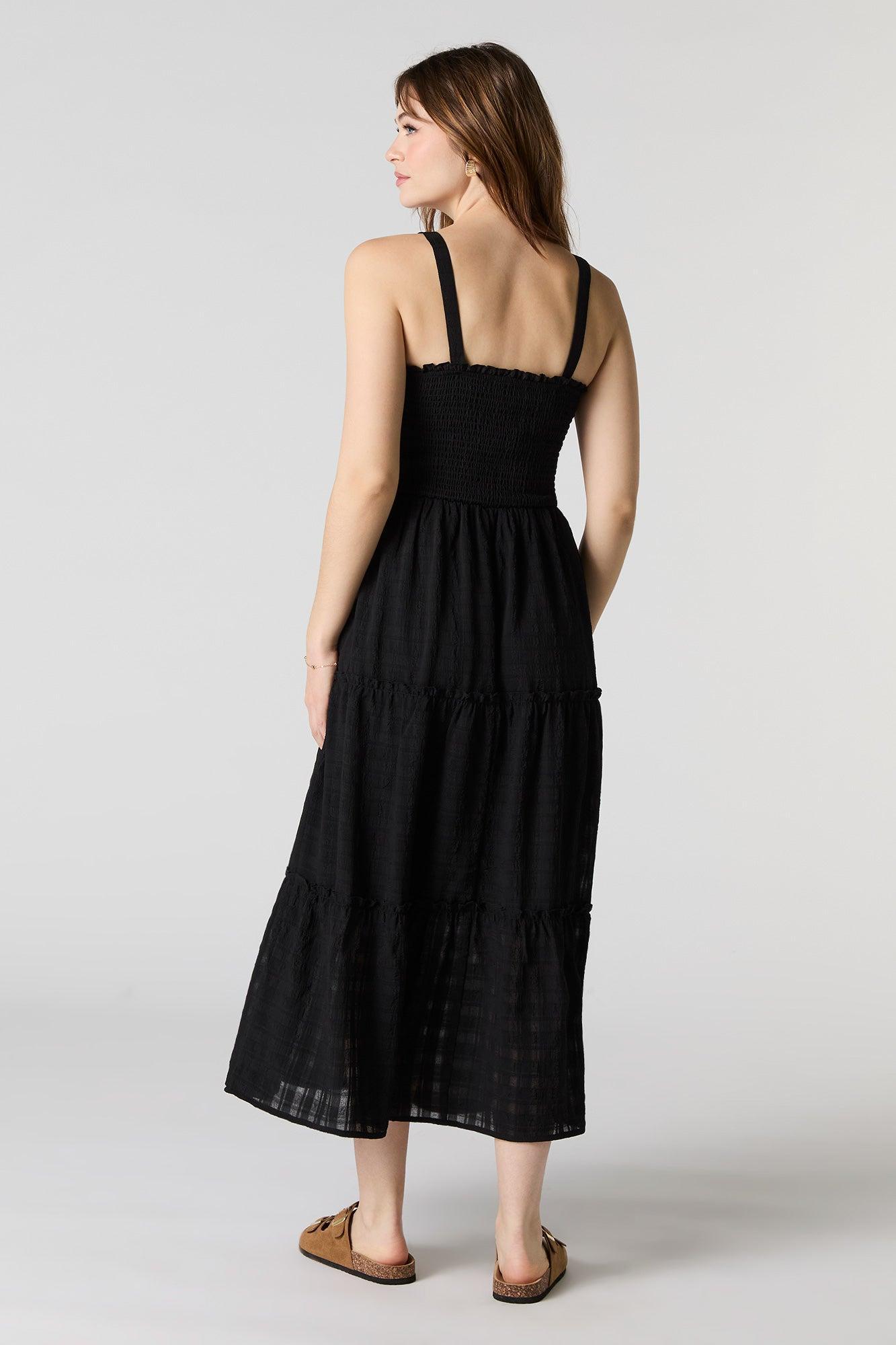 Textured Smocked Tiered Midi Dress Female Product Image