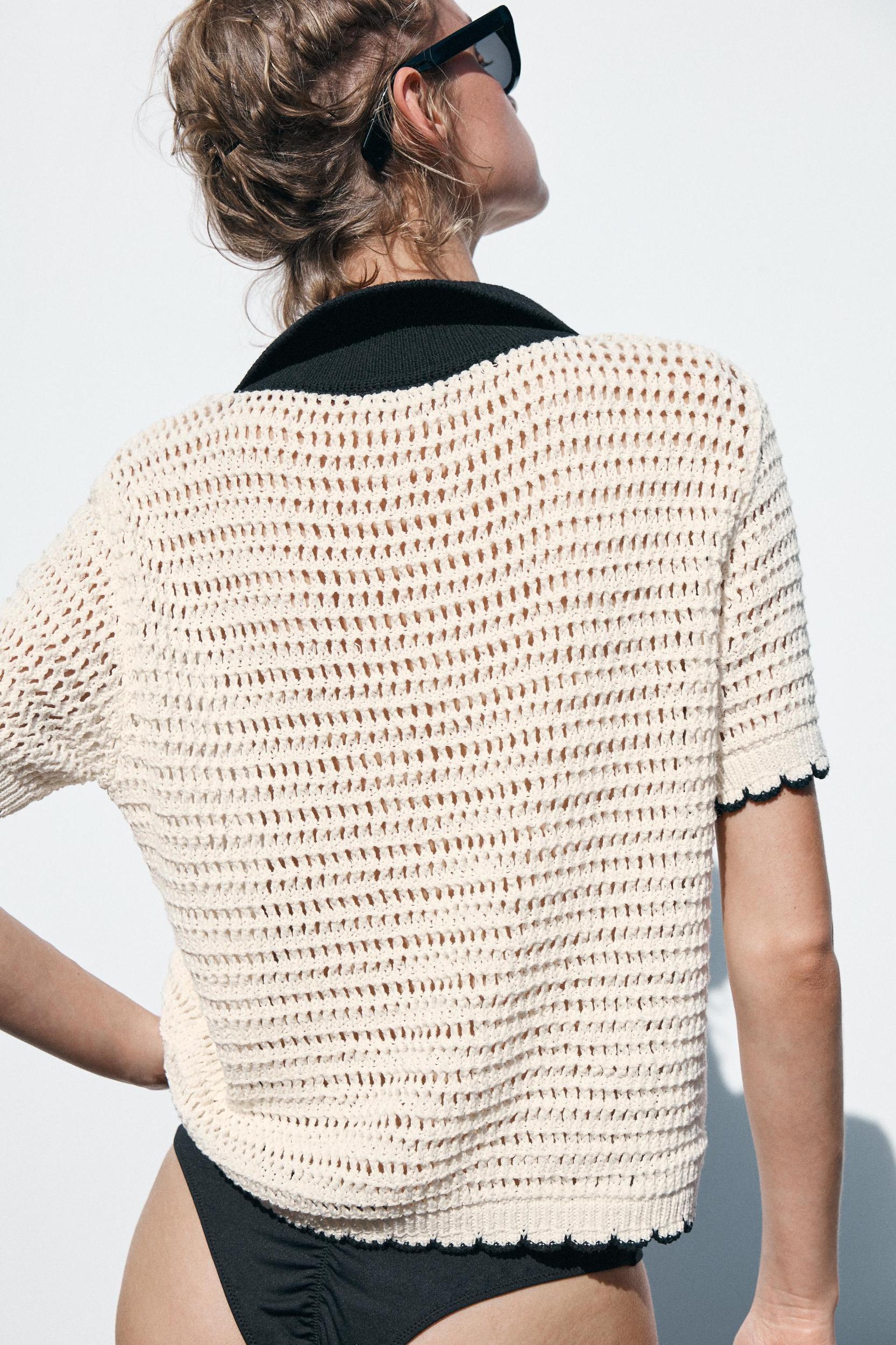 CROCHET POLO COLLAR TOP Product Image