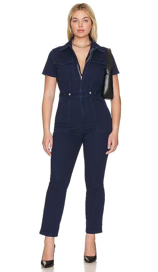 Womens Fit For Success Palazzo Denim Jumpsuit | | Good American by Khlo Kardashian Product Image