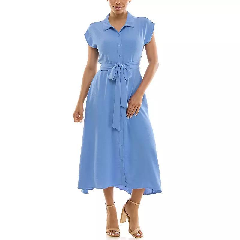 Womens Nina Leonard Cap Sleeve Collard Button Dress Product Image