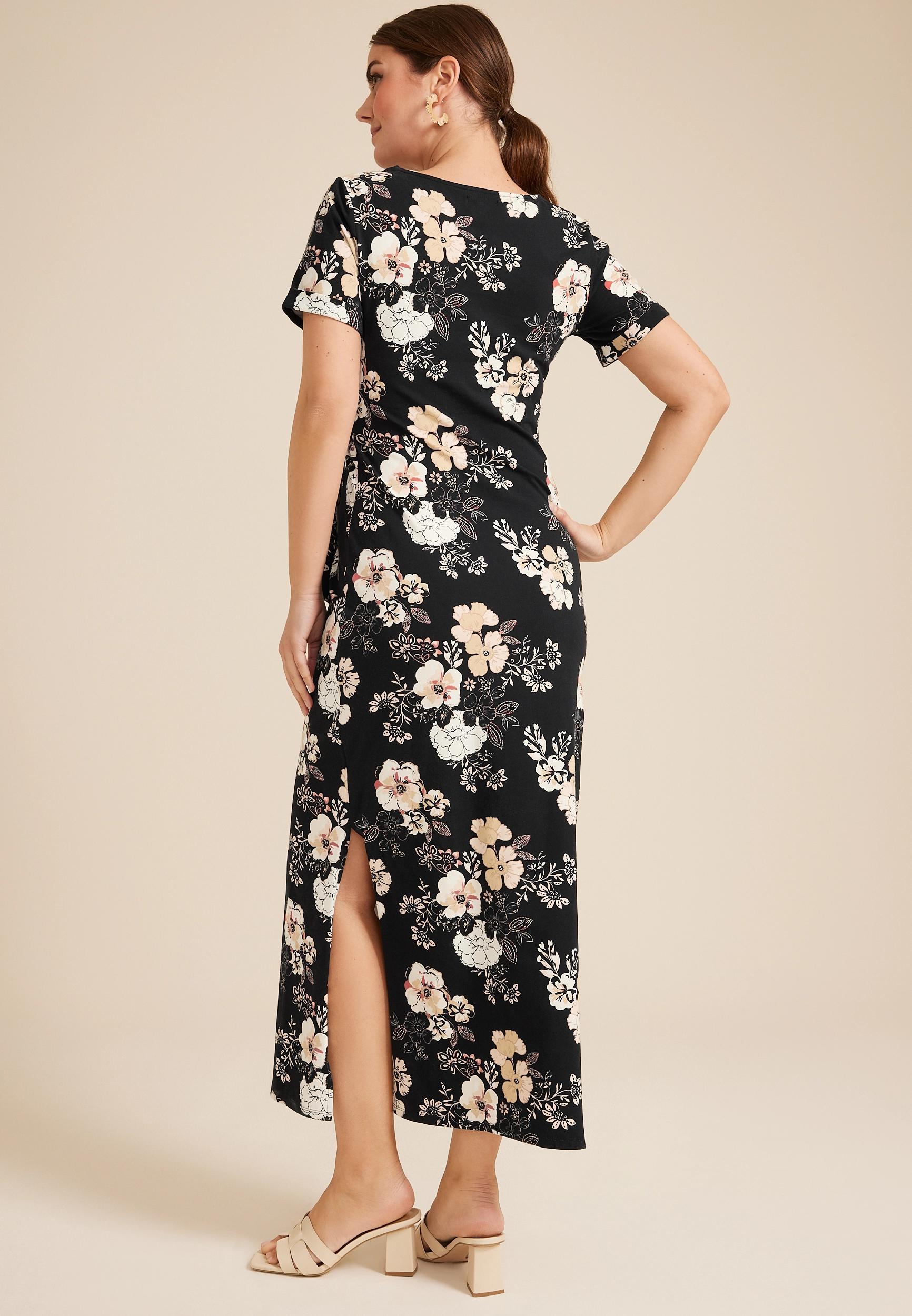 24/7 Floral Tie Waist Midi Dress Product Image