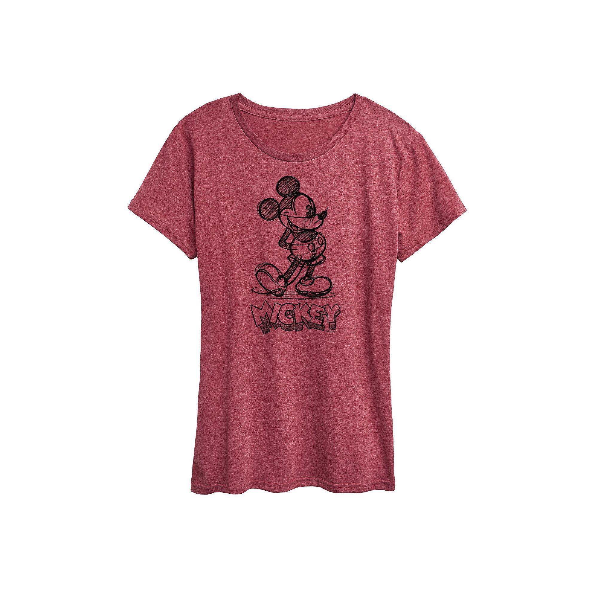 Disney's Mickey Mouse Women's Sketch Graphic Tee, Girl's, Size: Small, Dark Red Product Image