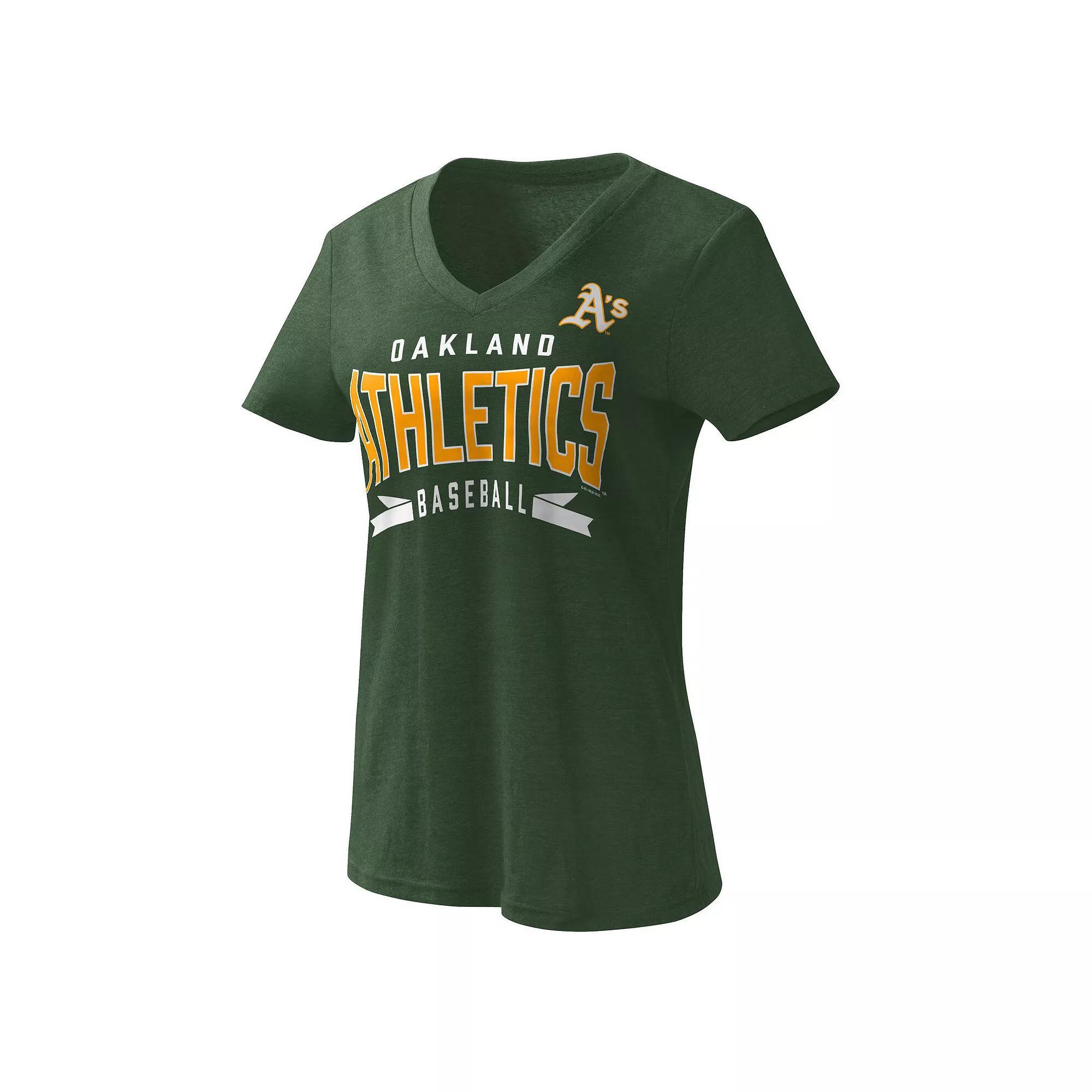 Women's G-III 4Her by Carl Banks Green Oakland Athletics Dream Team V-Neck T-Shirt, Size: Small Product Image