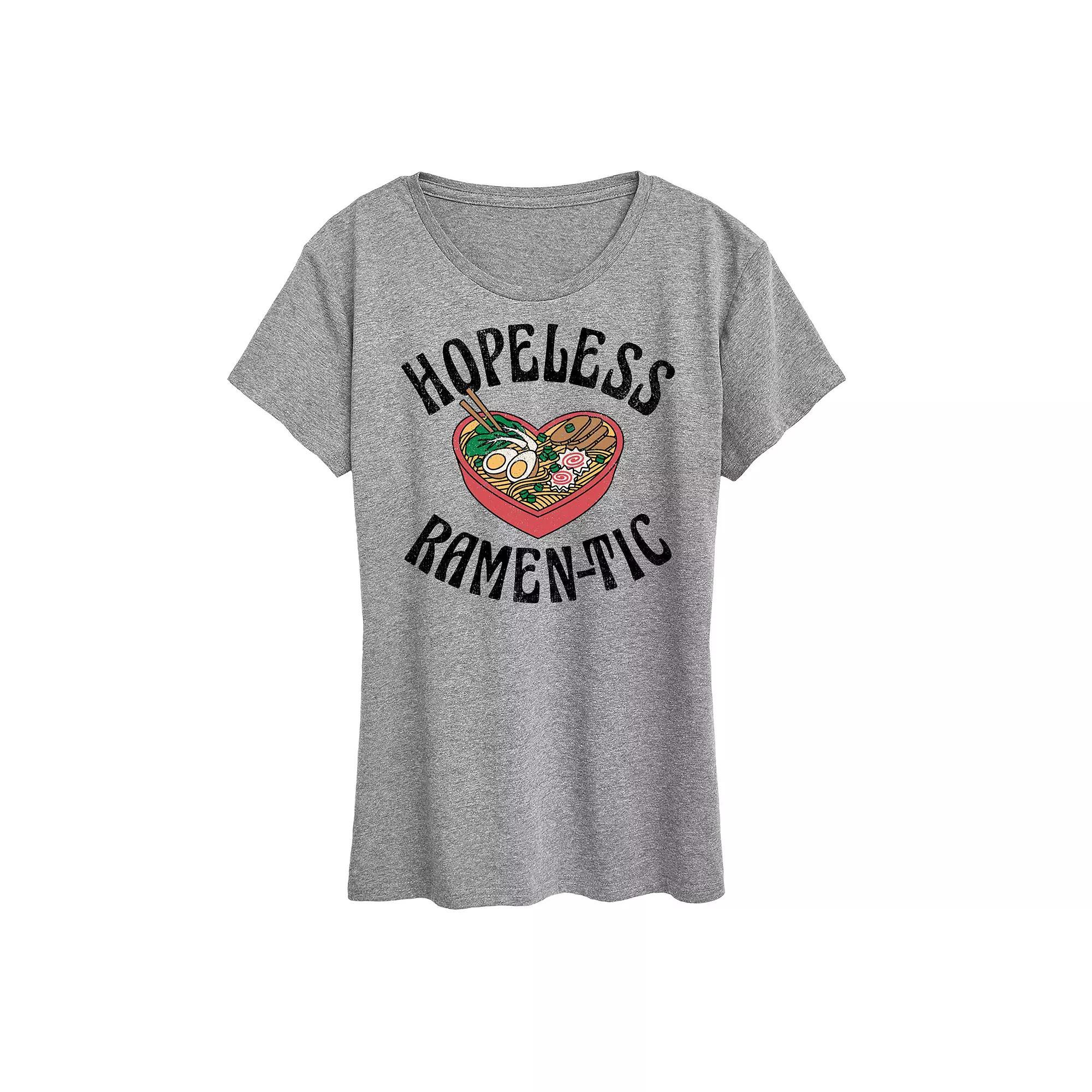 Womens Hopeless Ramen-tic Graphic Tee Grey Gray Product Image