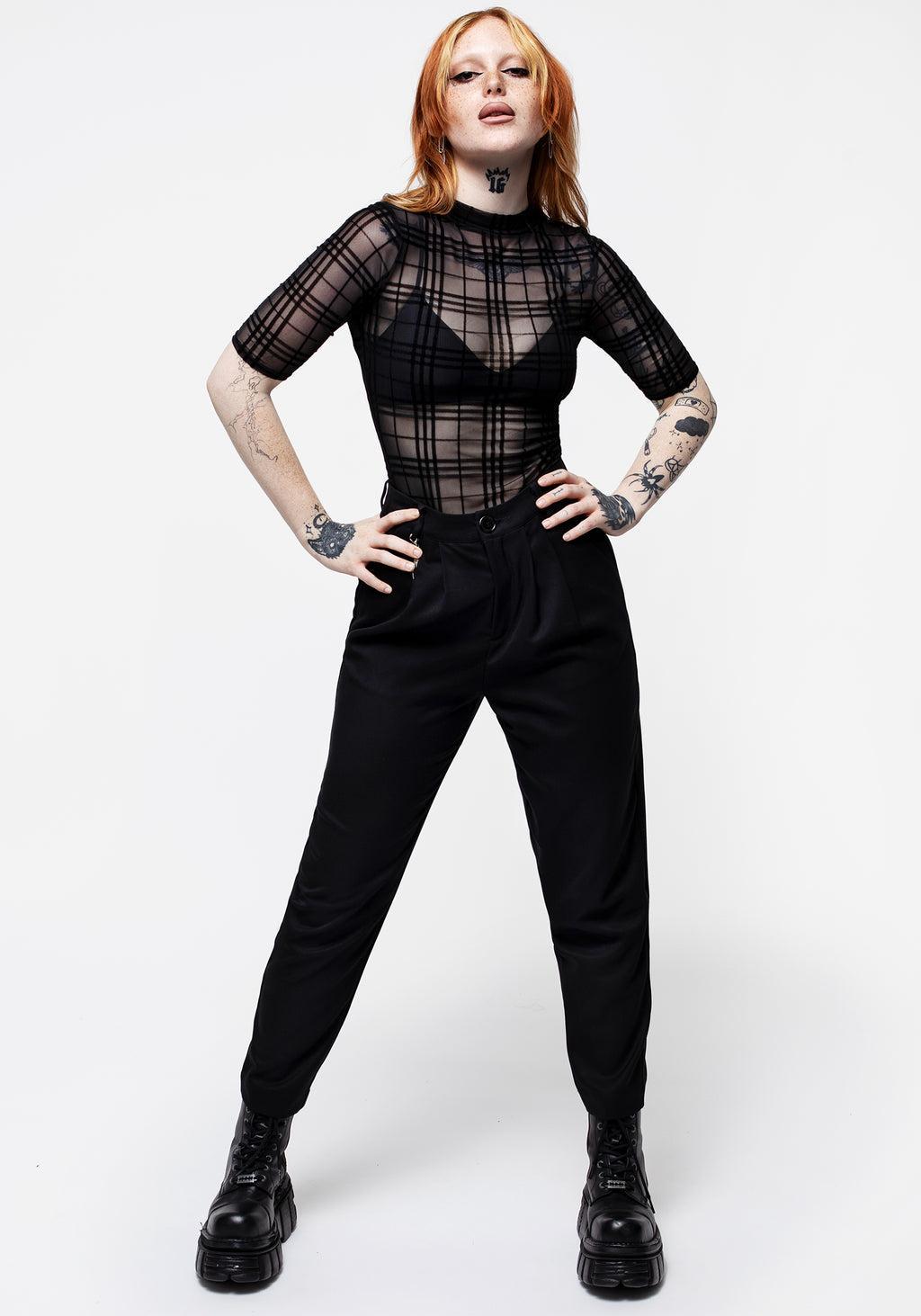 Buffy Check Mesh Short Sleeve Top Product Image