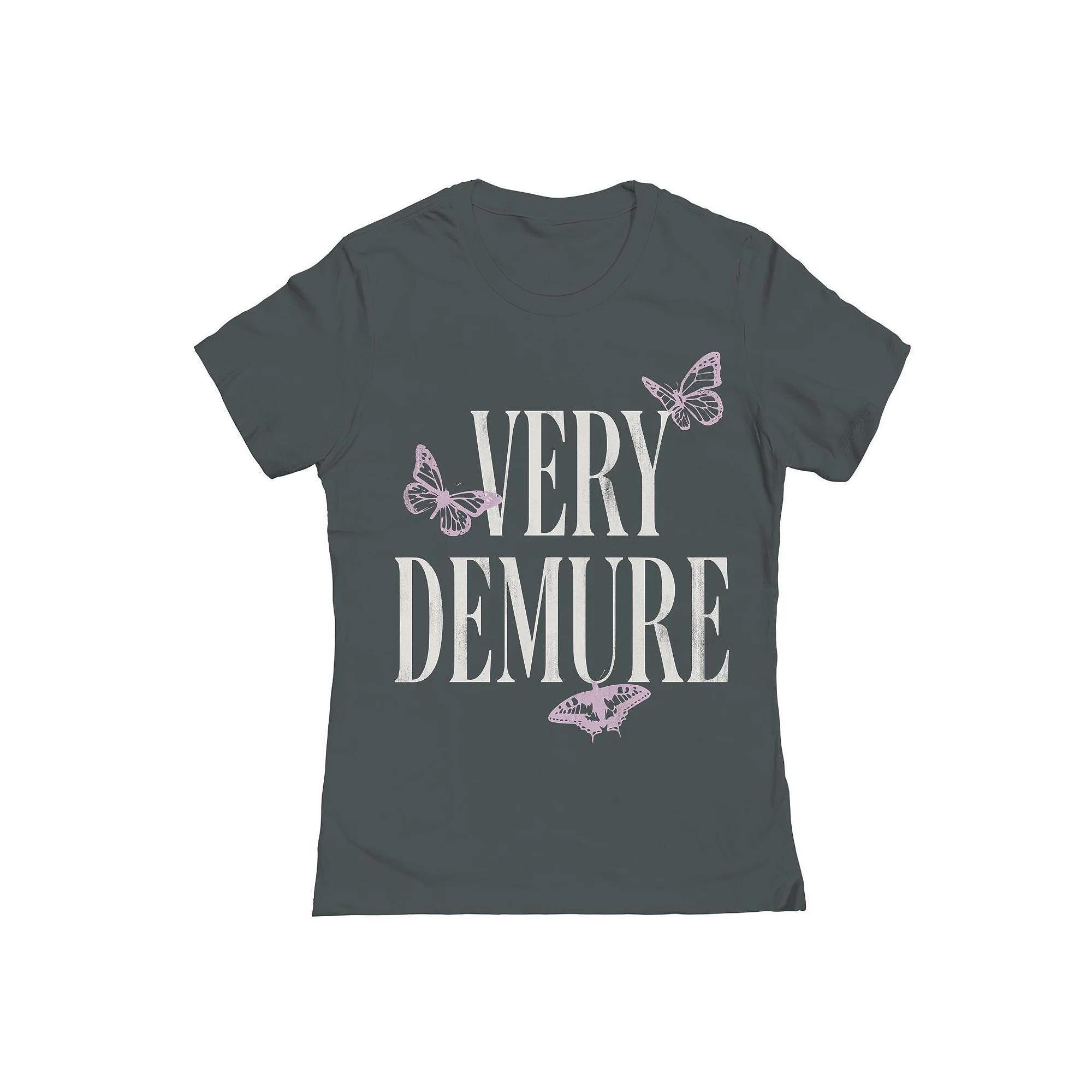 Junior's Grayson Threads The Label Very Demure Butterflies Graphic Tee, Girl's, Size: XXL, Heavy Grey Product Image