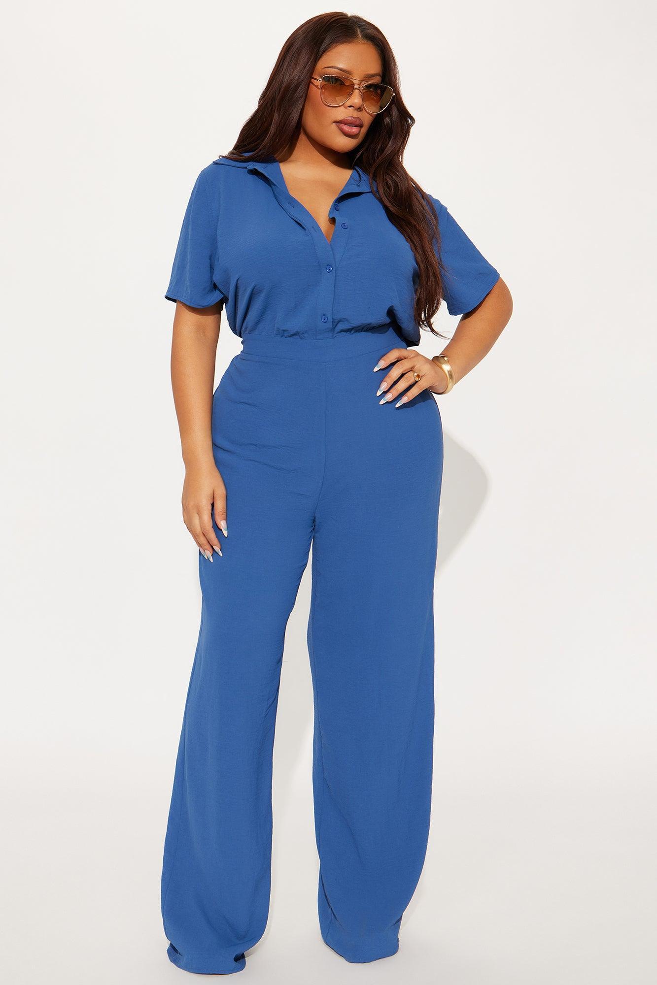 Makenzie Short Sleeve Jumpsuit - SlateBlue Product Image