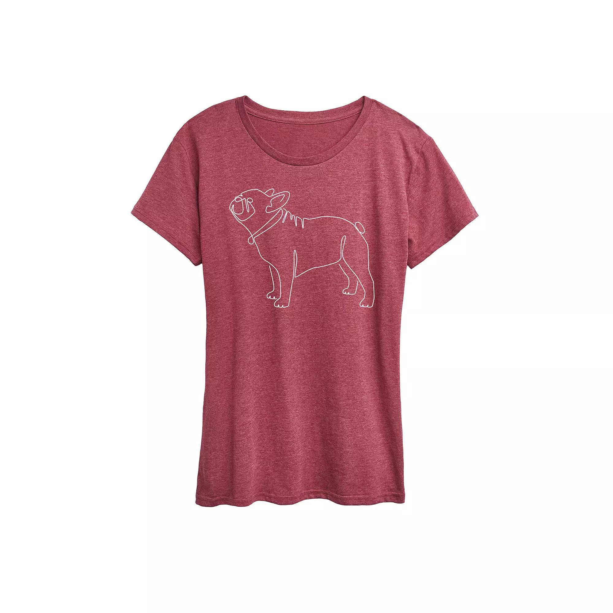 Womens Cat Outlines Graphic Tee Grey Dark Red Product Image