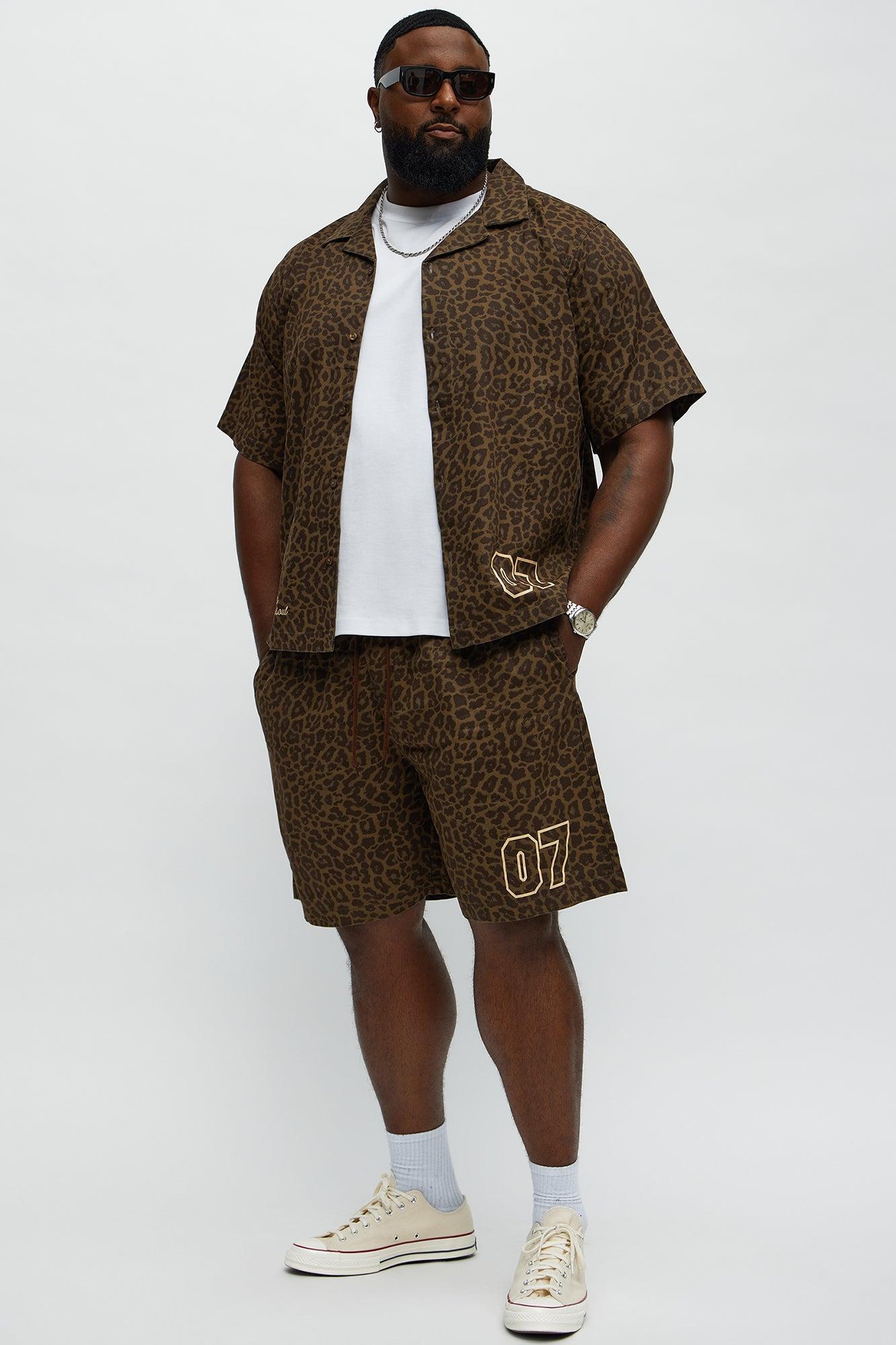 Soul 07 Cheetah Relaxed Drawstring Short - Brown Male Product Image