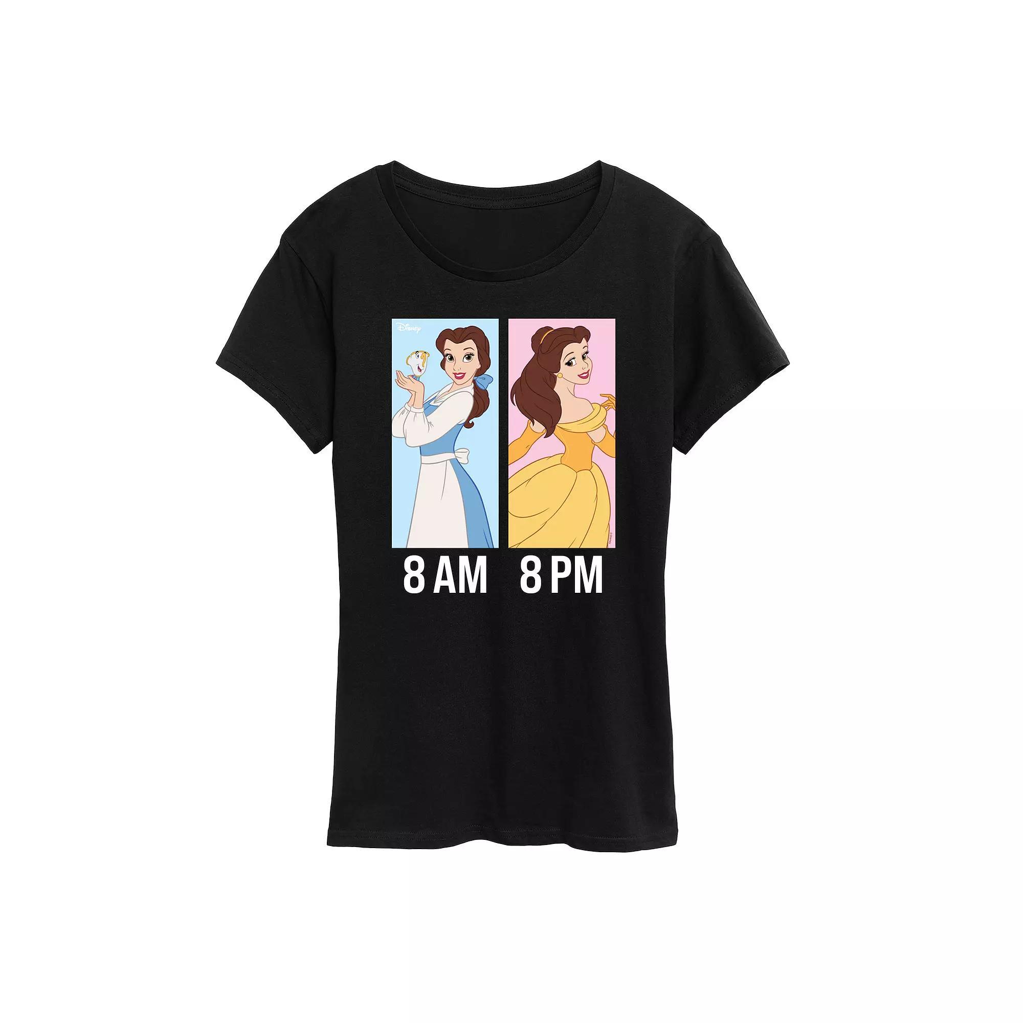 Disney Princess Belle Women's AM to PM Graphic Tee, Size: Small, Grey Blue Product Image