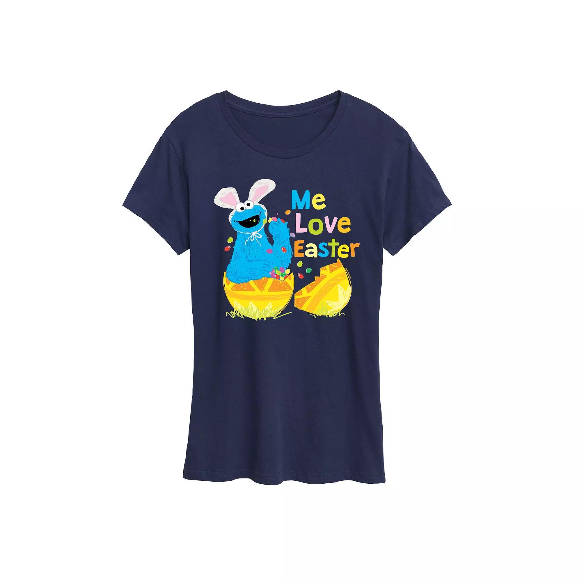 Womens Sesame Street Cookie Monster Me Love Easter Graphic Tee Product Image