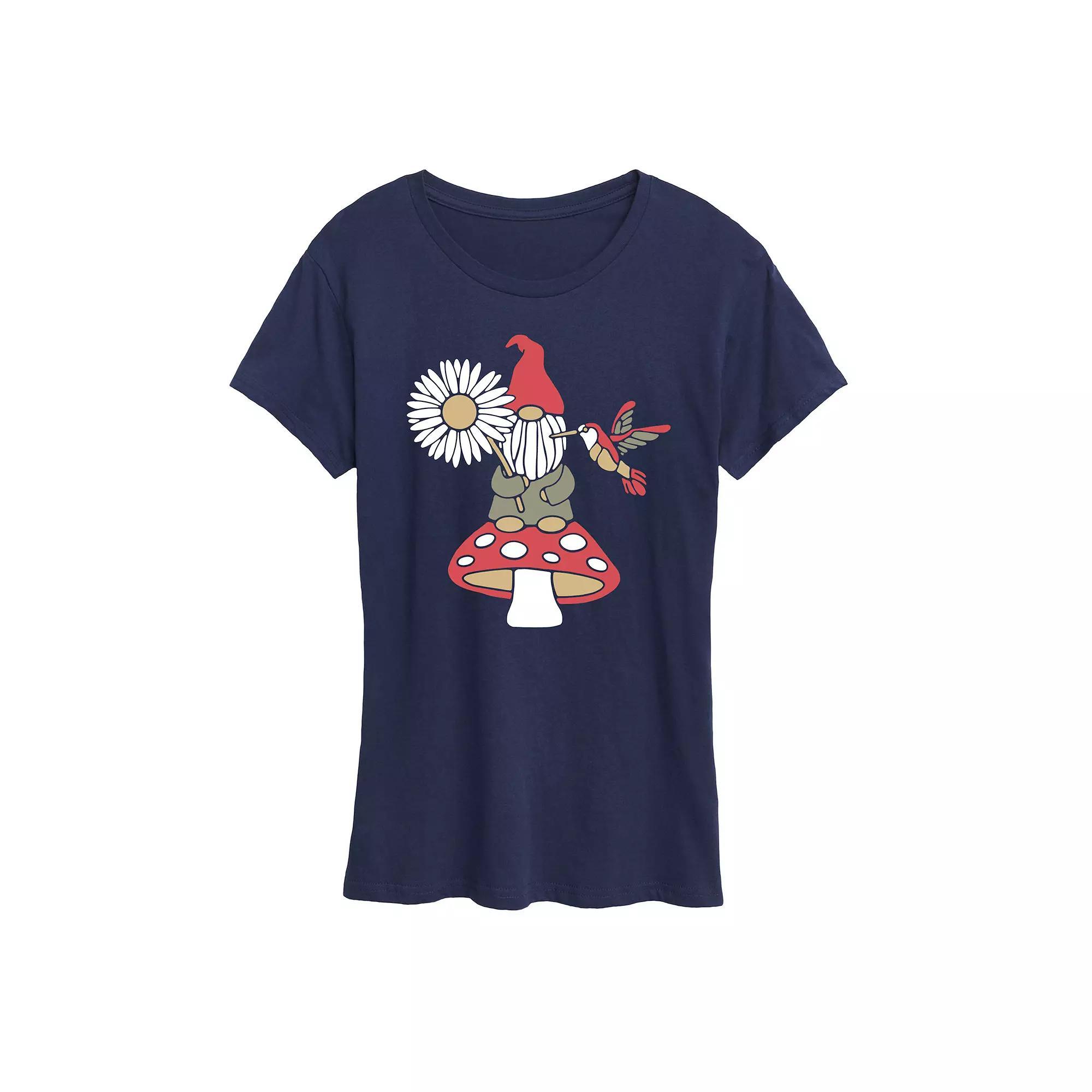 Womens Mushroom Gnome Graphic Tee Blue Product Image