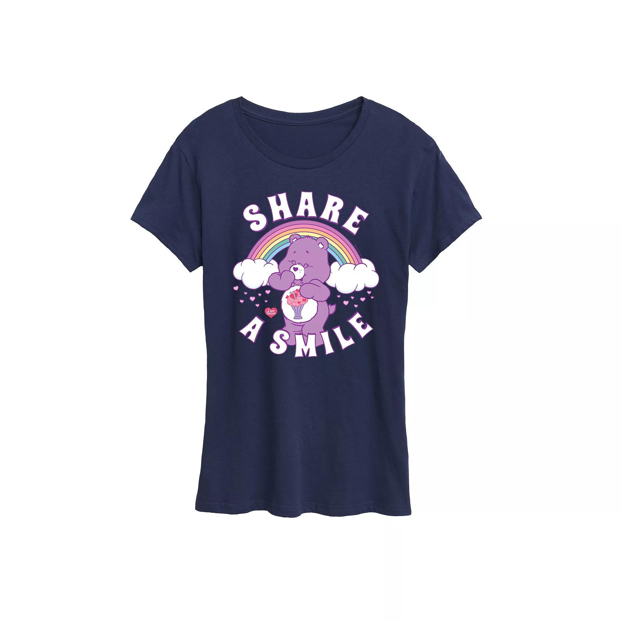 Womens Care Bears Share A Smile Graphic Tee, Girls Blue Product Image