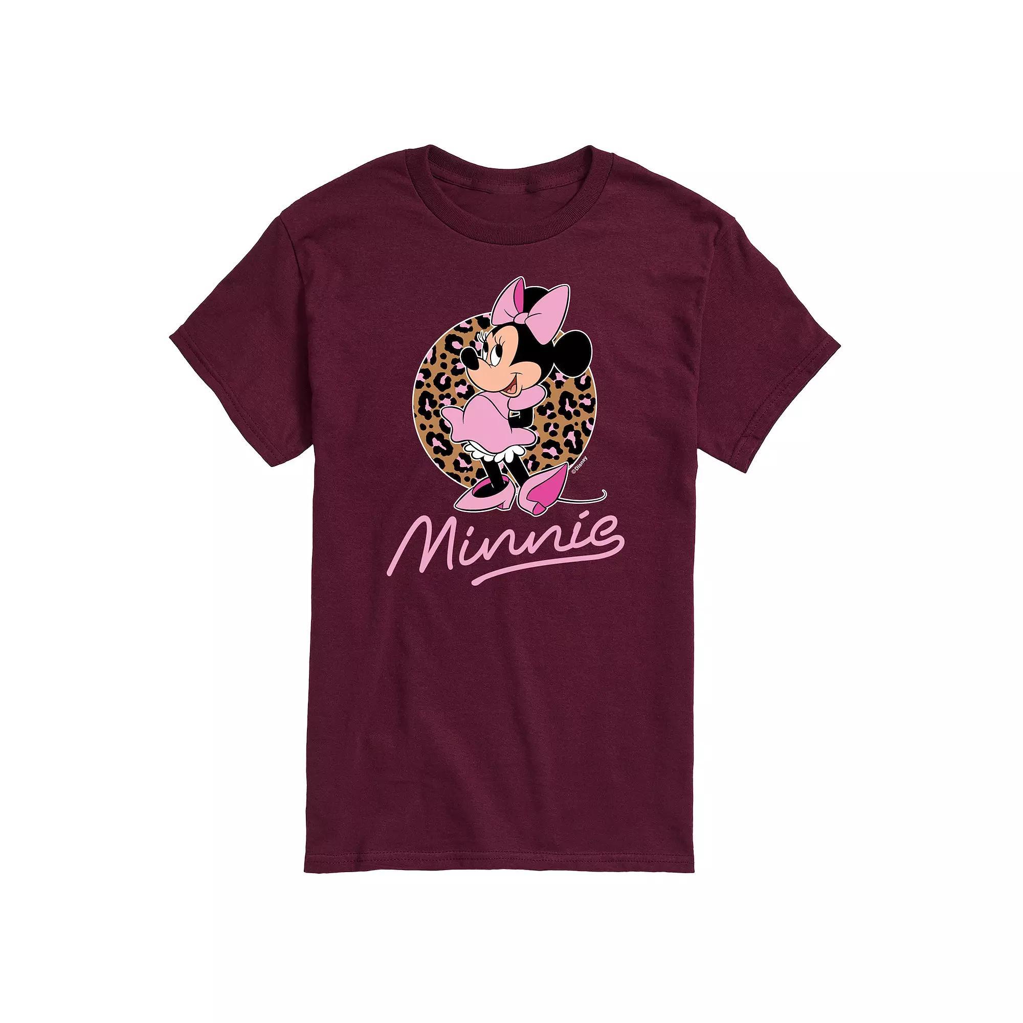 Disney's Minnie Leopard Print Men's Graphic Tee, Size: XXL, Black Product Image