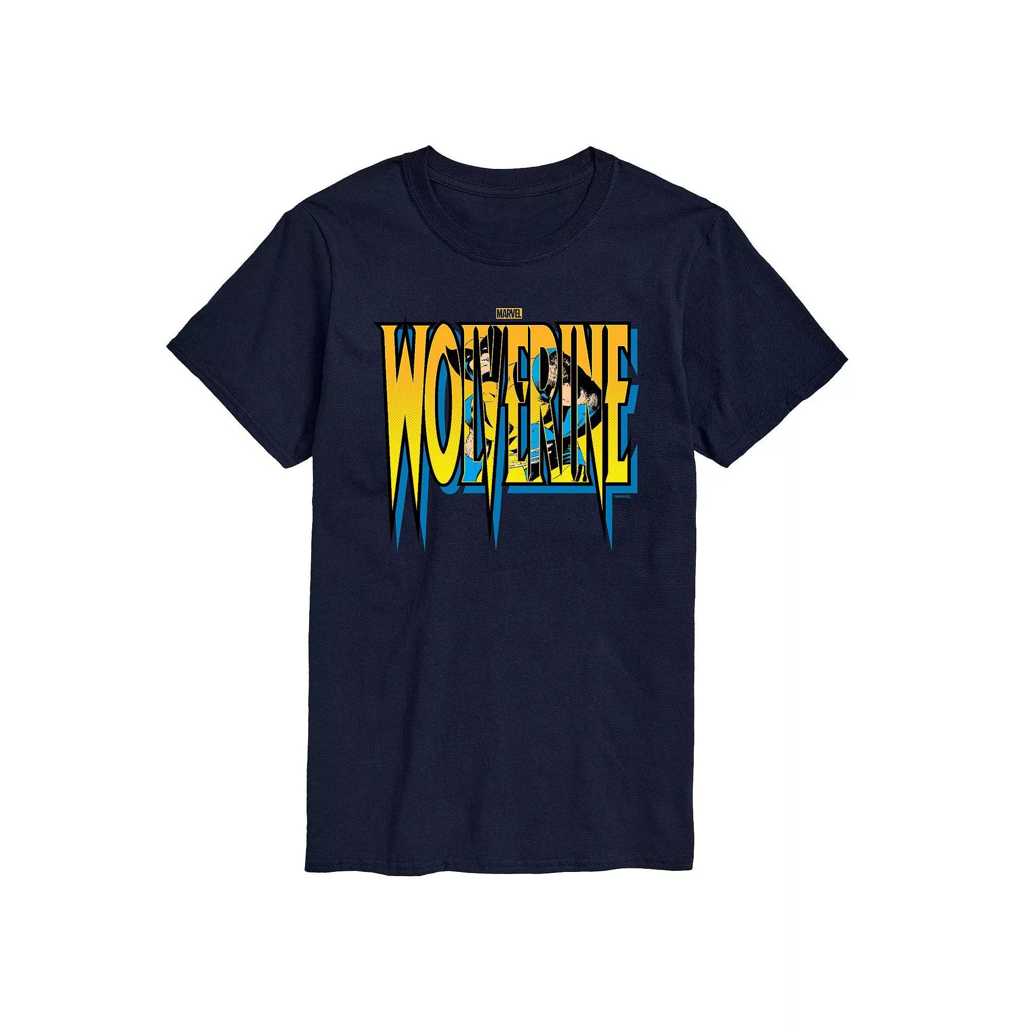 Men's Marvel Wolverine Logo Graphic Tee, Size: Small, Blue Product Image