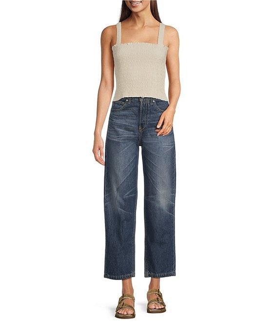 Ariat Darla Linen Blend Sleeveless Square Neck Smocked Crop Top Product Image
