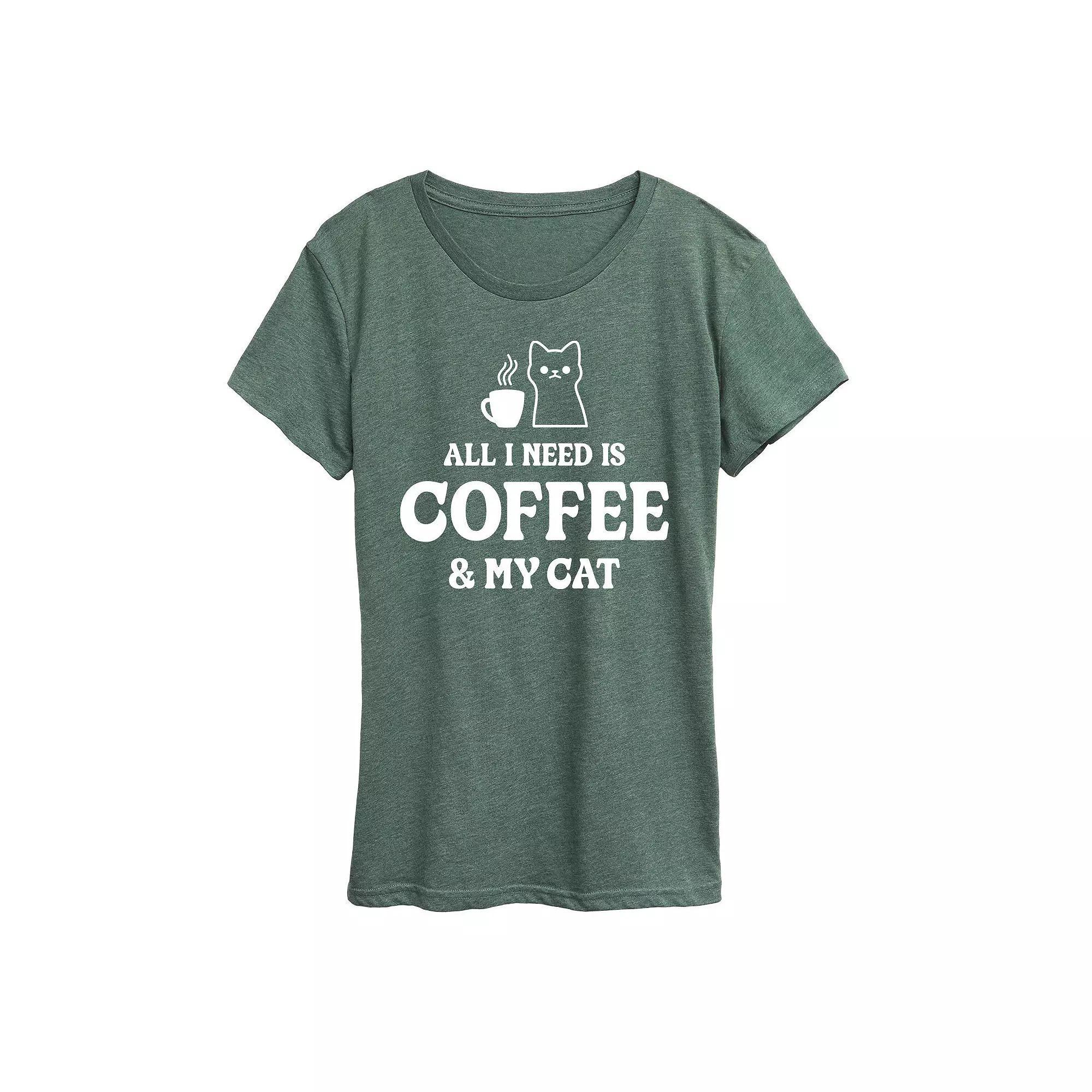 Womens All I Need Coffee Cat Graphic Tee, Girls Product Image
