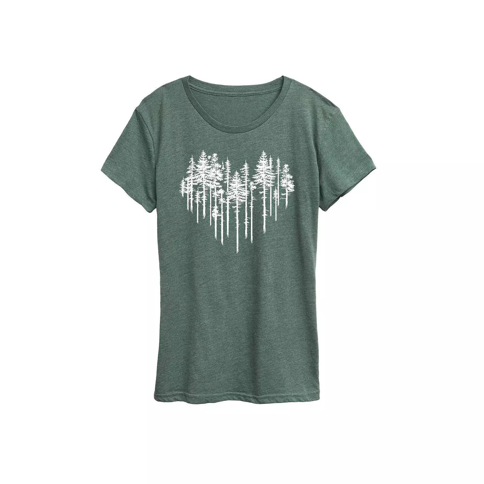 Womens Heart Trees Graphic Tee, Girls Grey Green Product Image