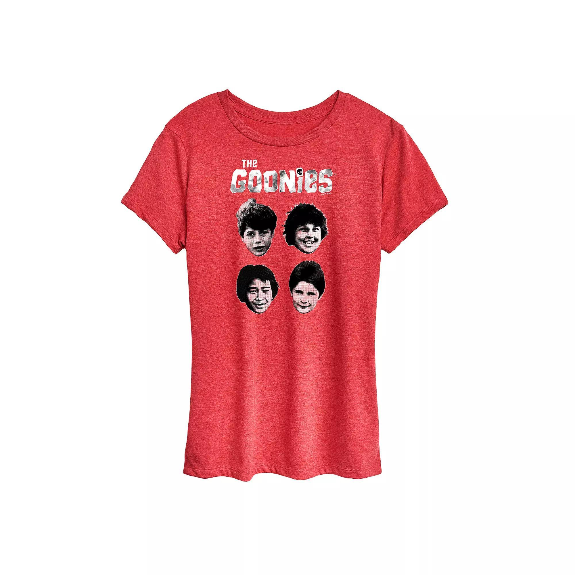 Womens The Goonies Face Grid Graphic Tee Grey Dark Red Product Image